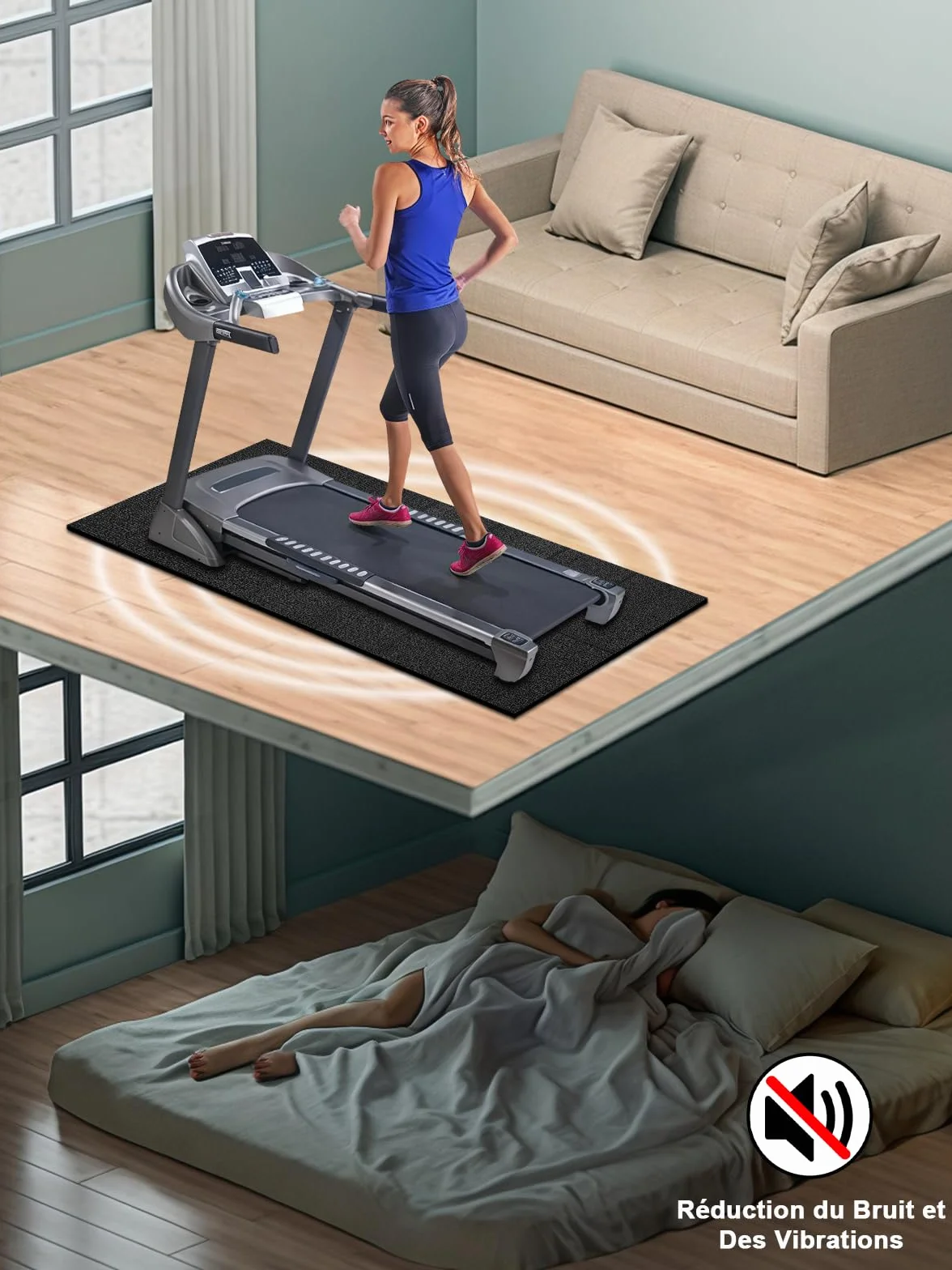 Tapis de protection de sol fitness pliable PVC 160x75 cm 6 mm antidérapant imperméable
