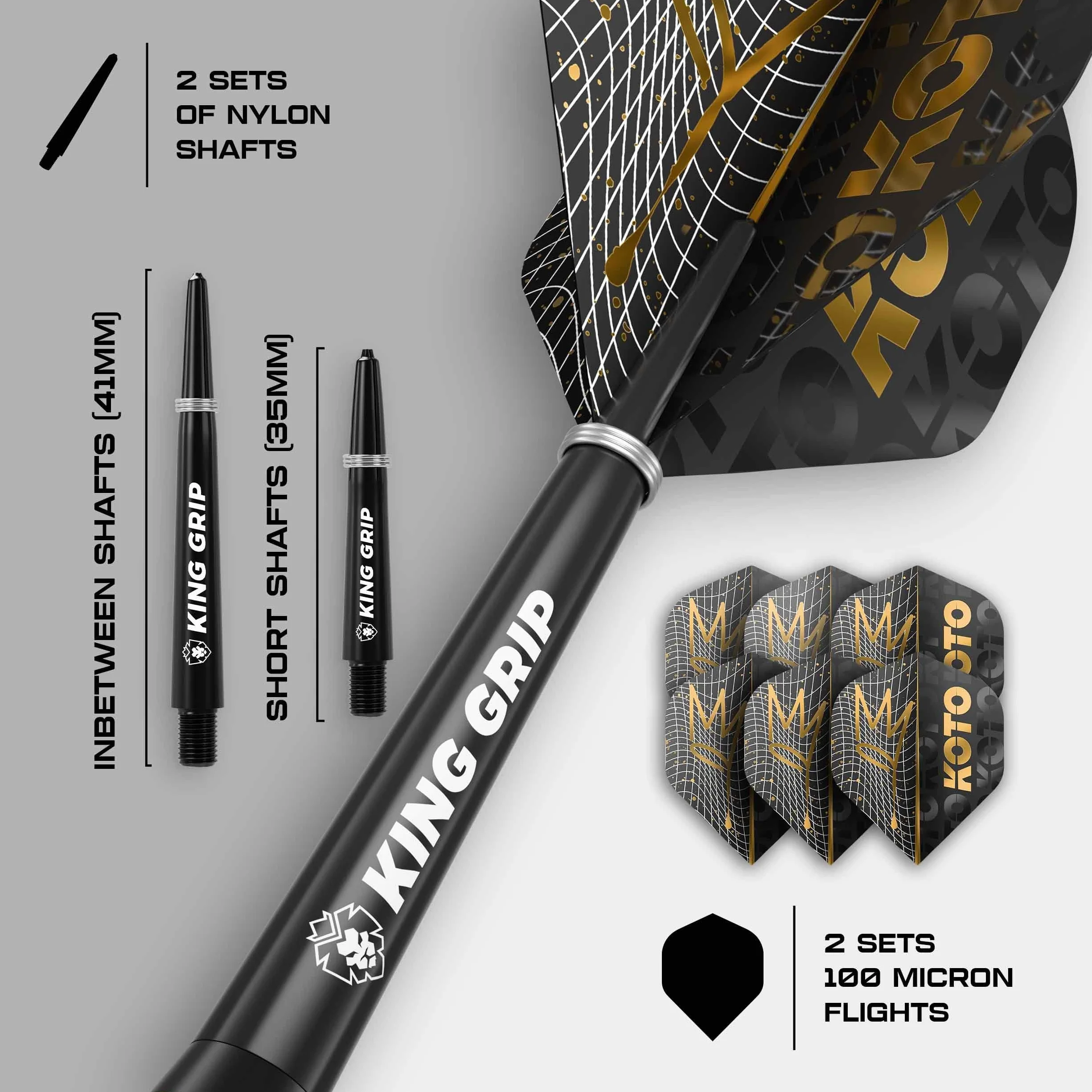Fléchettes Academy Class 2 13 G Argent Bleu Grip Annulaire Solide Flights Shafts Étui