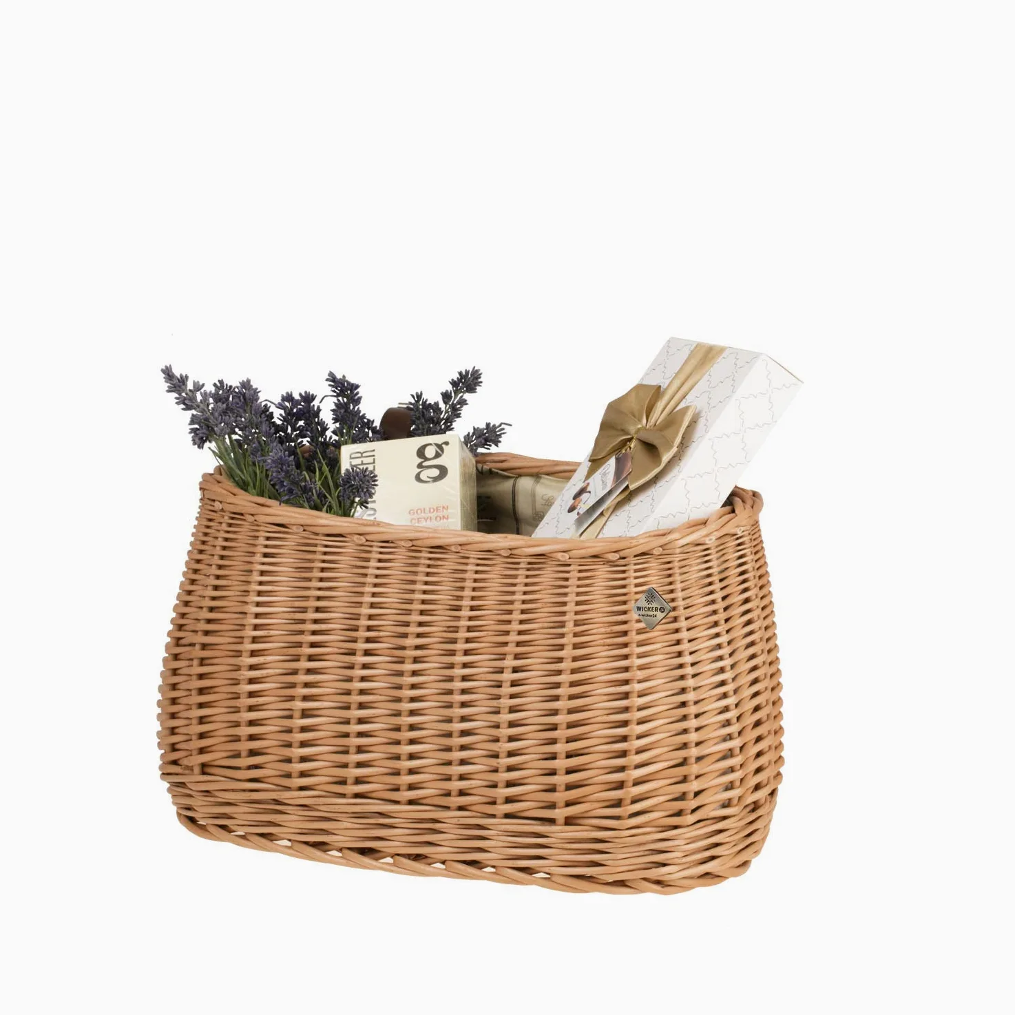 Panier,Basket,Panier de Guidon de vélo en Osier avec Deux Sangles en Cuir (Naturel)