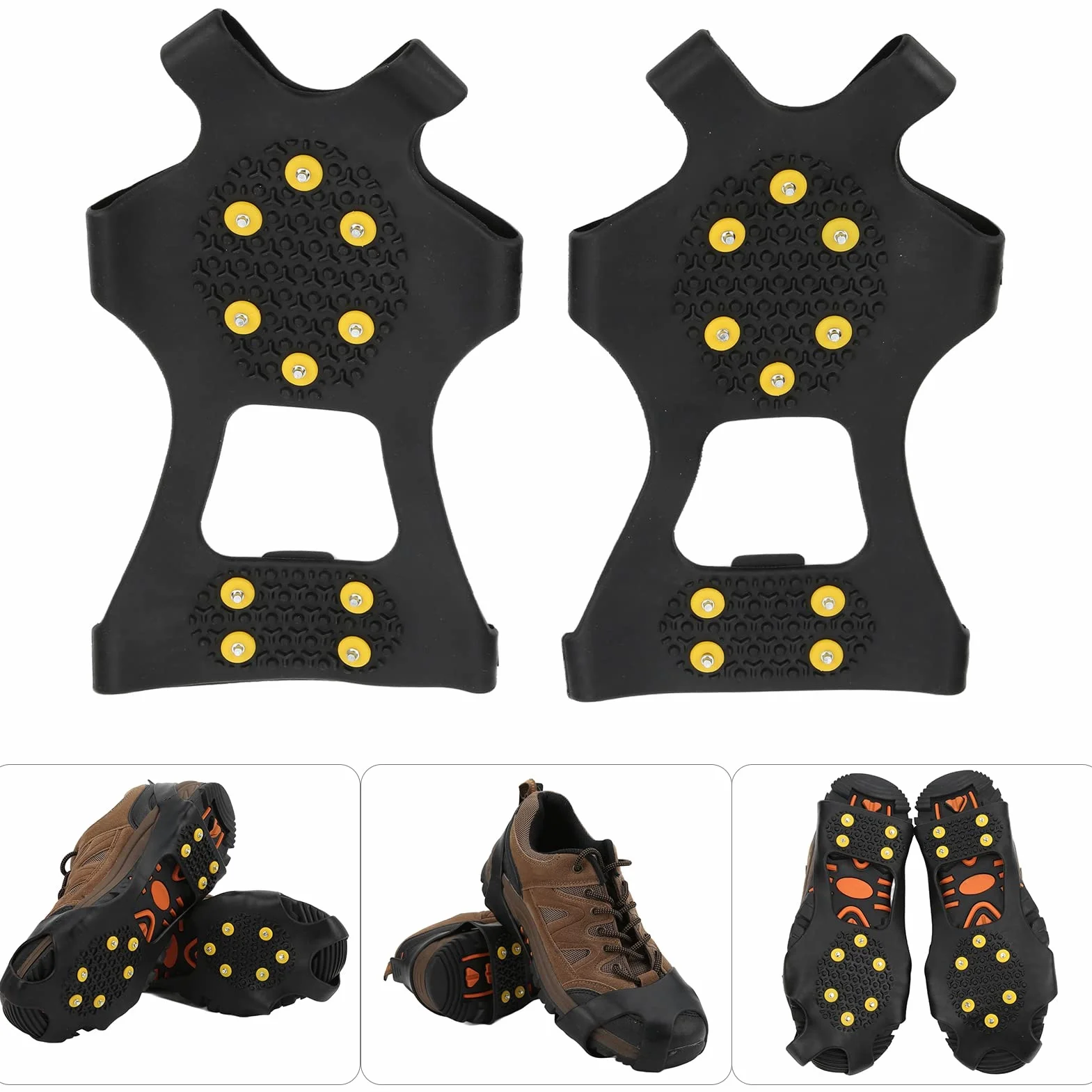 Crampons d'escalade sur Neige 10 Dents Antidérapants Acier Inoxydable Noir