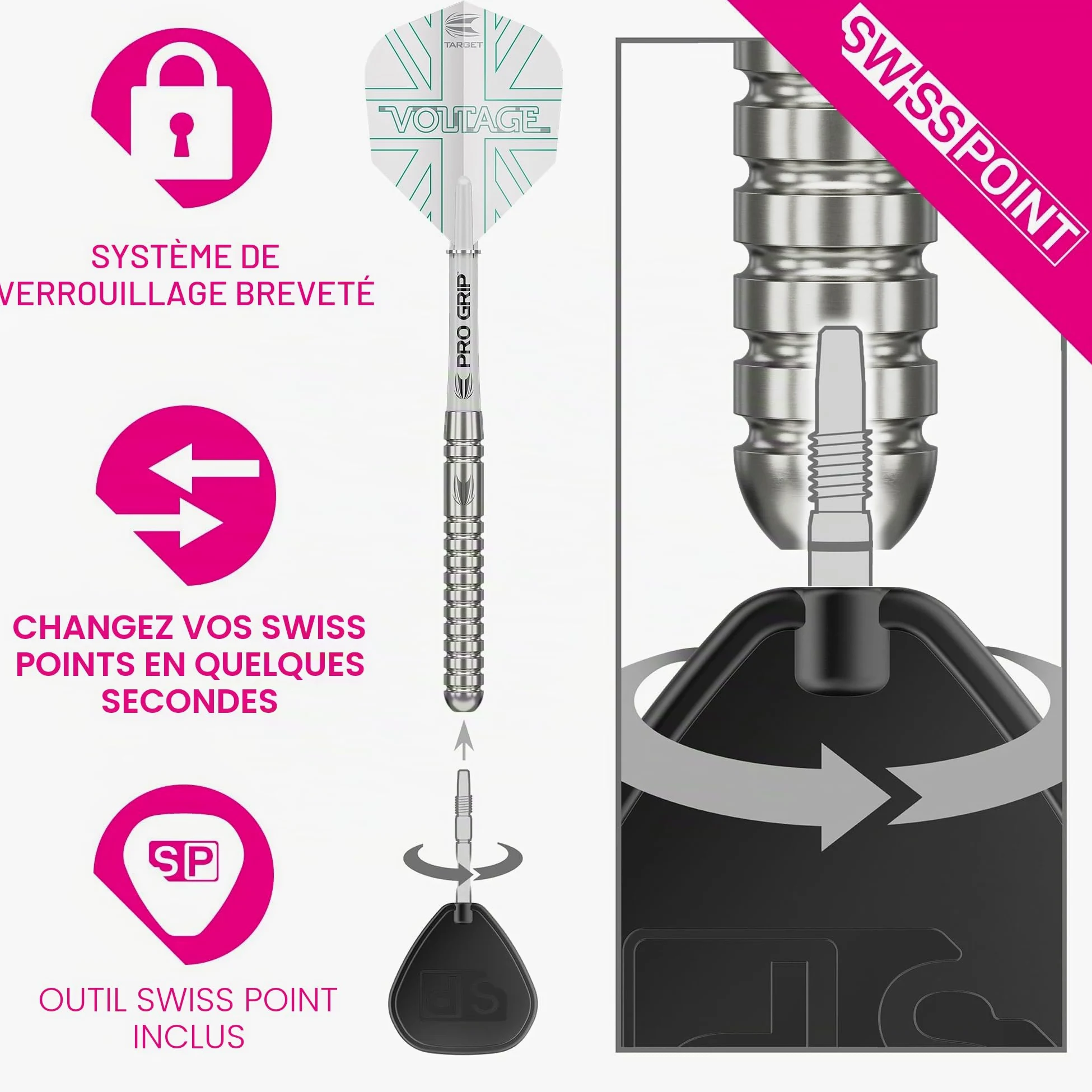 Target Darts Rob Cross Generation 1 Fléchettes à Pointe d'acier, 90% tungstène Jeu de fléchettes, 21G/23G | Fléchettes G1 Player Edition avec Pointes suisses ou Points Fixes, tiges Pro Grip