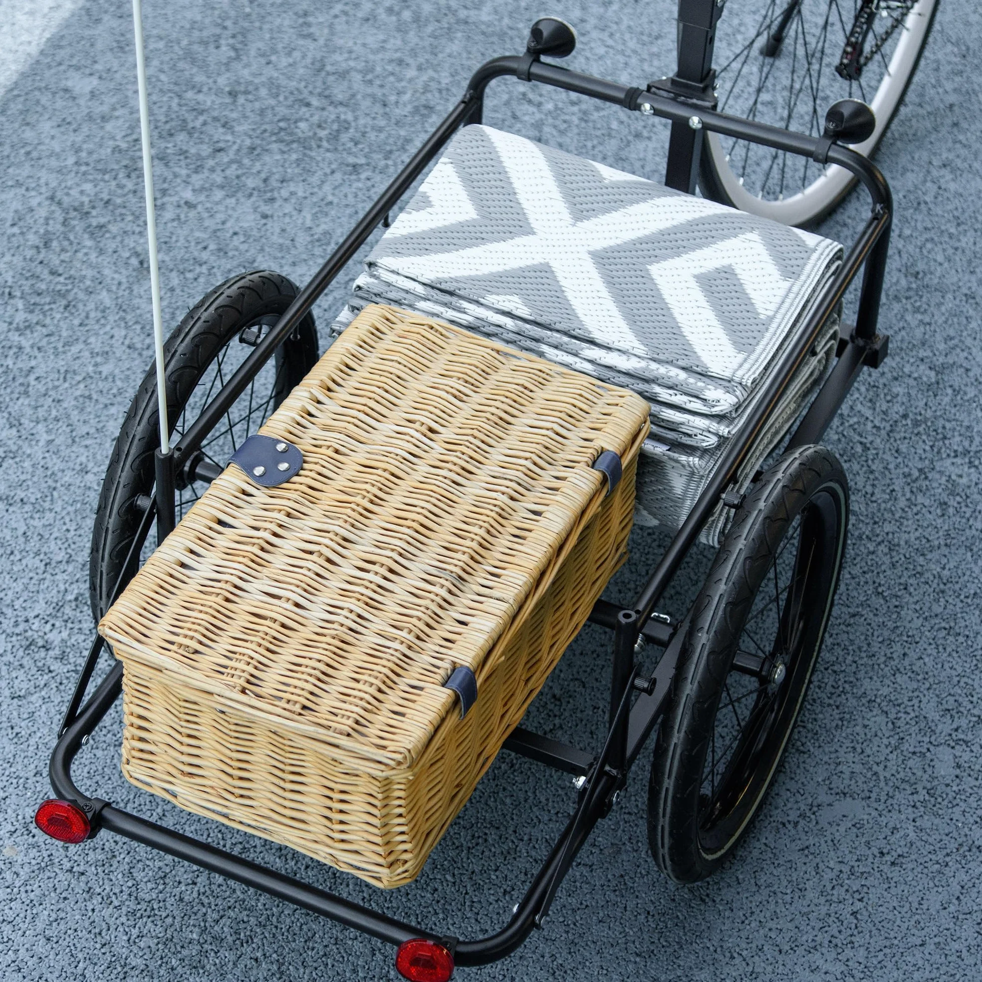 HOMCOM Remorque Chariot à vélo 65L Pliable avec Coffre Amovible, 40KG
