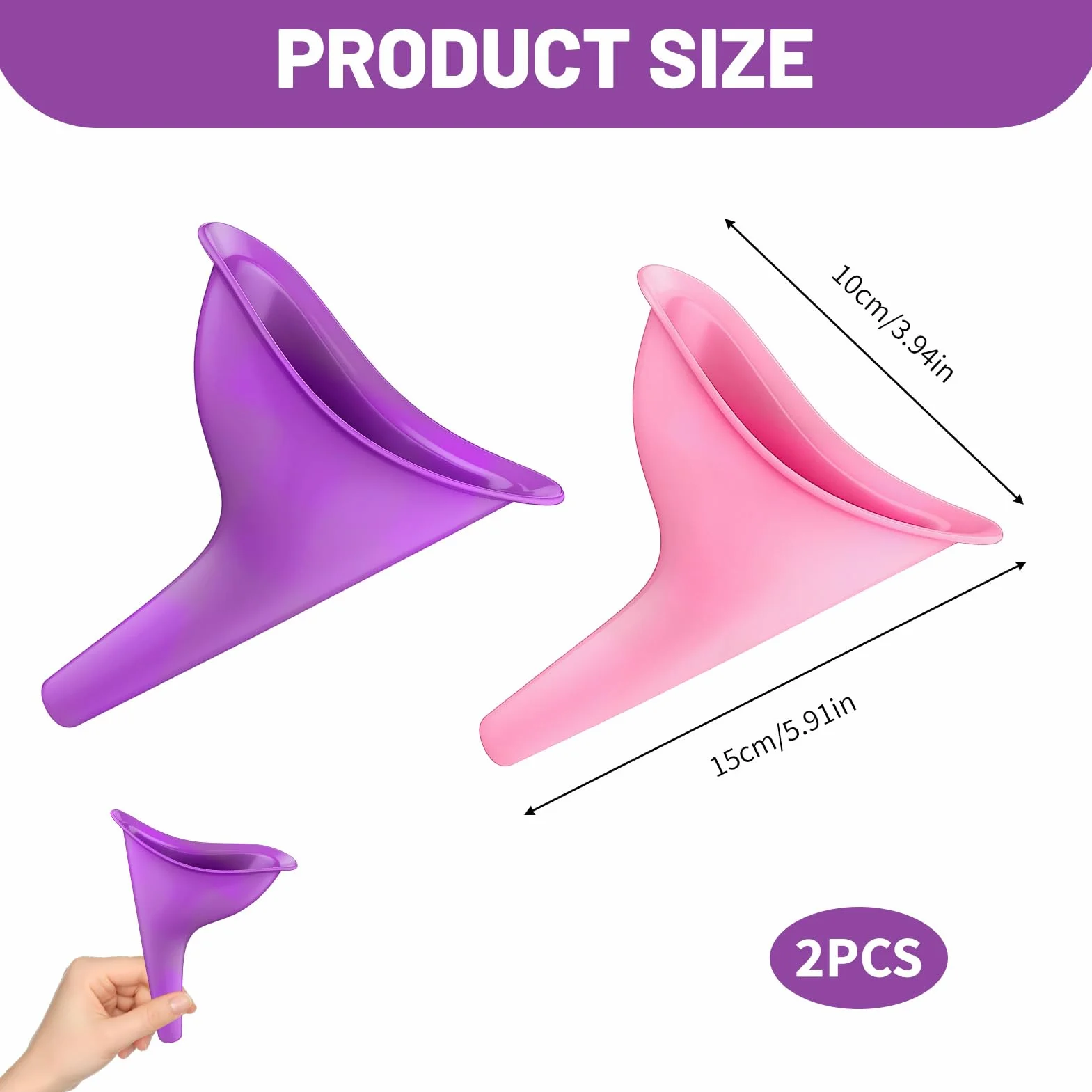Urinoir pour Femme Portable Pliable 2pcs, Entonnoir Réutilisable pour Festival Camping Randonnée