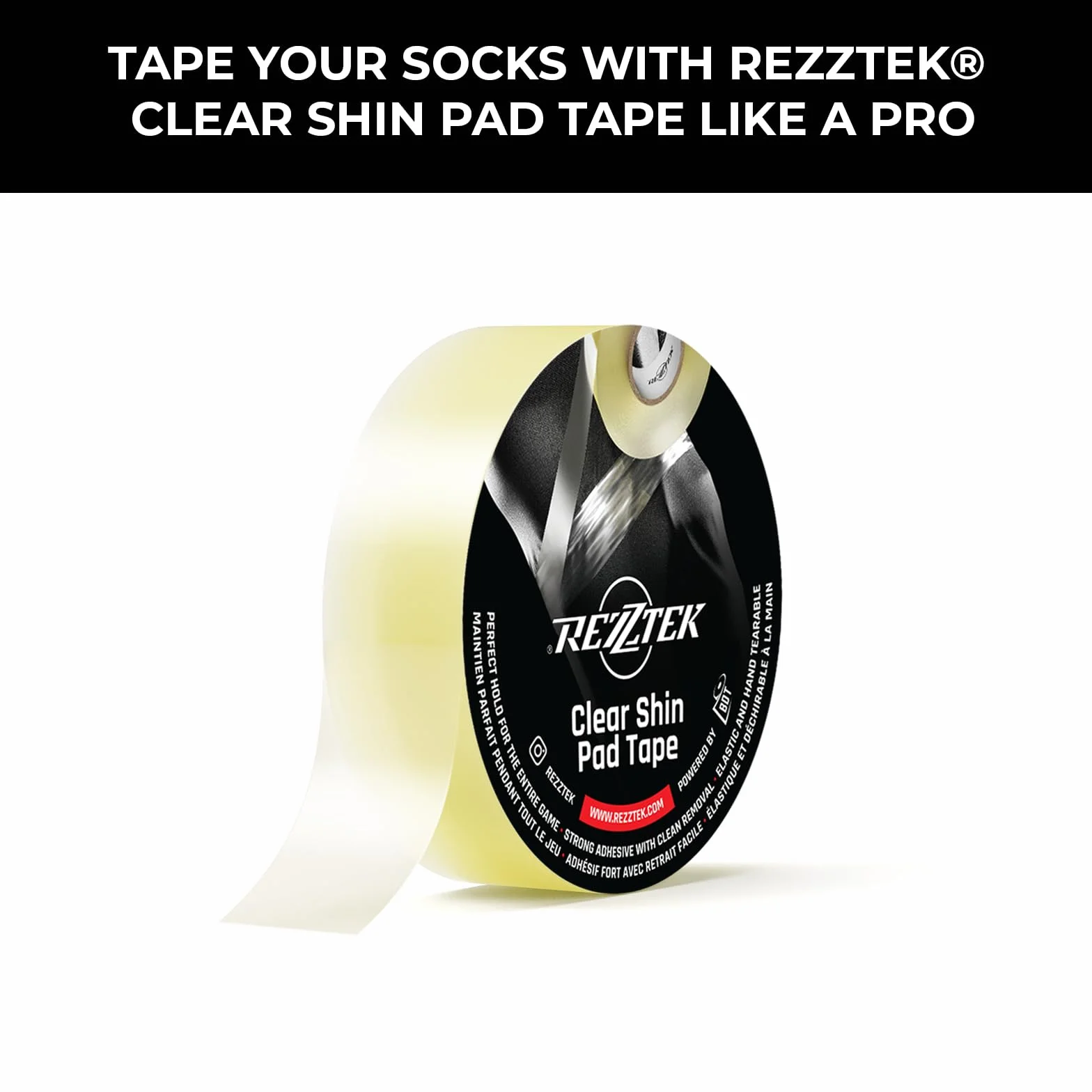 Rezztek Clear Hockey Tape – Ruban adhésif Transparent pour Hockey – Extensible et indéchirable – Durable