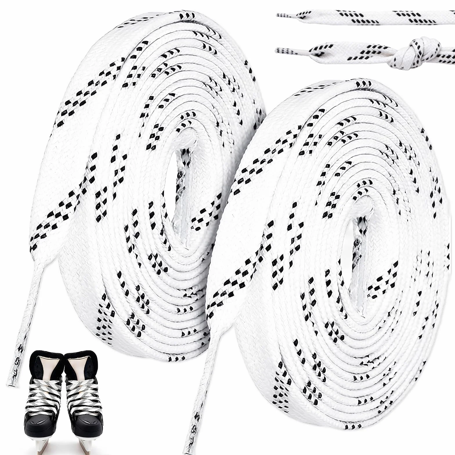 WiDream 1 Paire Lacets Cirés pour Patins de Hockey, Lacets de Hockey Cirés Étroitement Tissés, Lacets Professionnel Durable Anti-de Patinage, Lacet Patin Hockey pour Le Sport,Le Ski,Le Hockey(244cm)