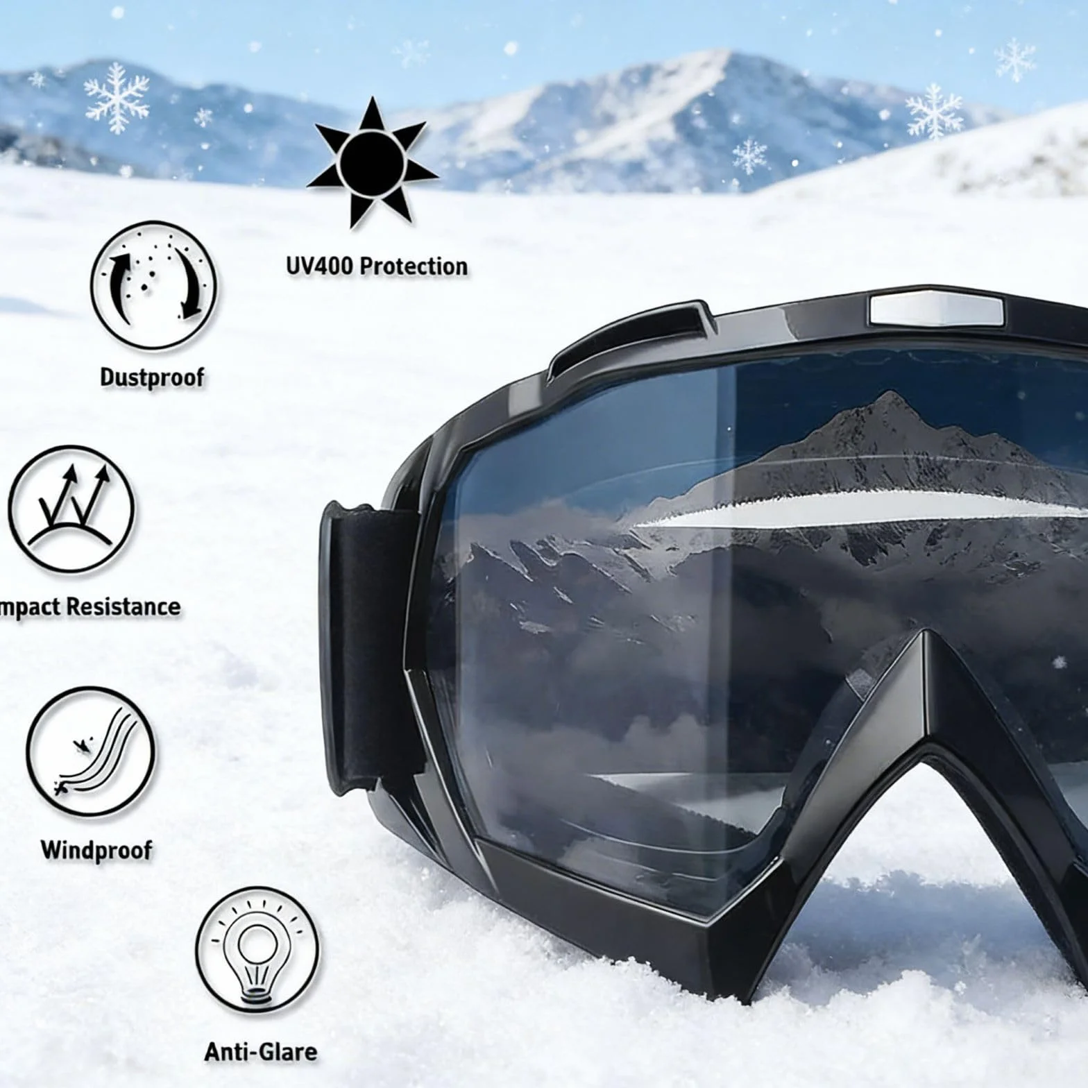 Lunette de Ski Lot de 2 pour Homme et Femme Protection UV Anti-Buée Coupe-Vent Cyclisme Snowboard Randonnée