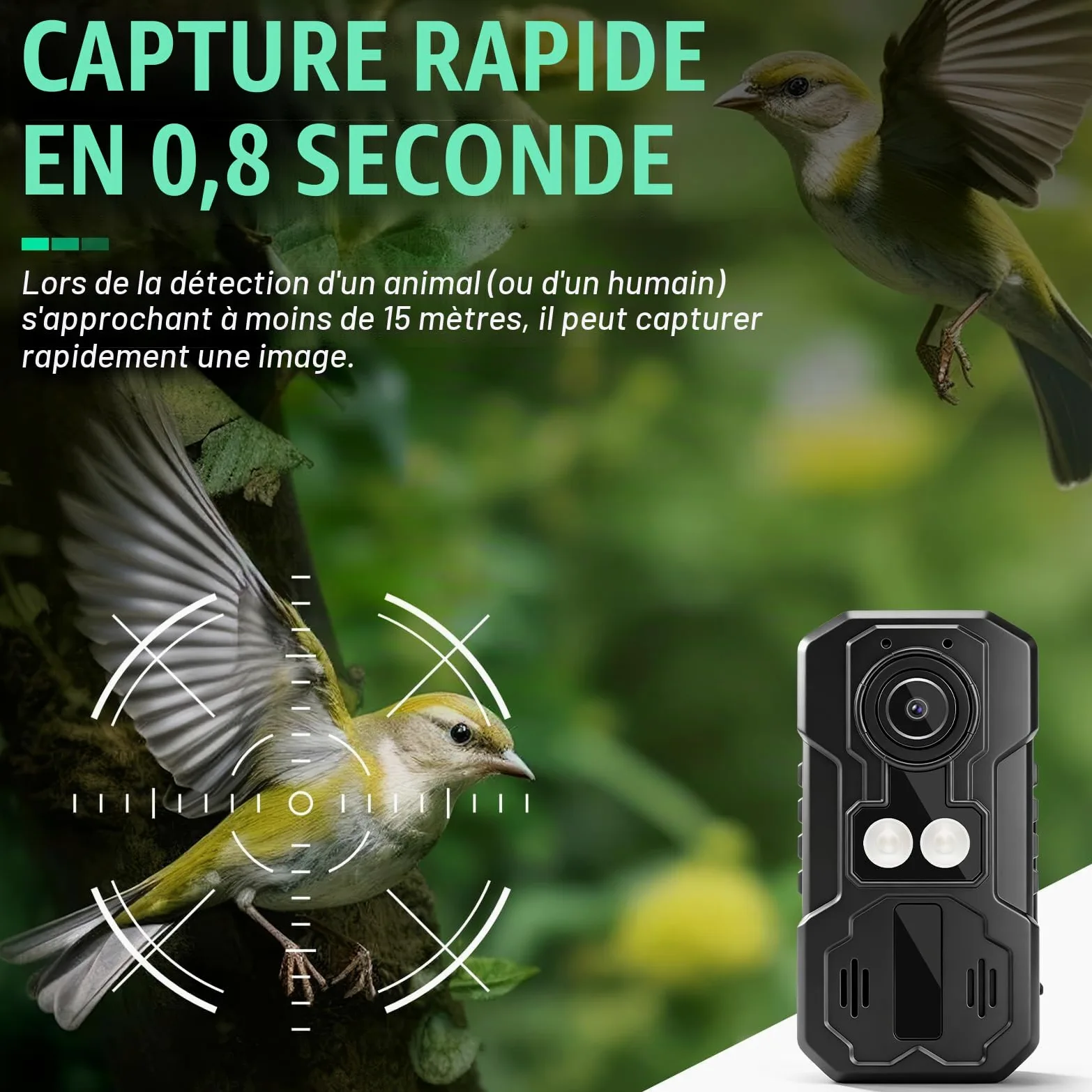 Mini Caméra de Chasse 1080P, Camera Animaux Exterieur 12 Mégapixels 4K Caméra Vidéo étanche Grand Angle de 120° Vision Nocturne par LED Infrarouge 940 nm