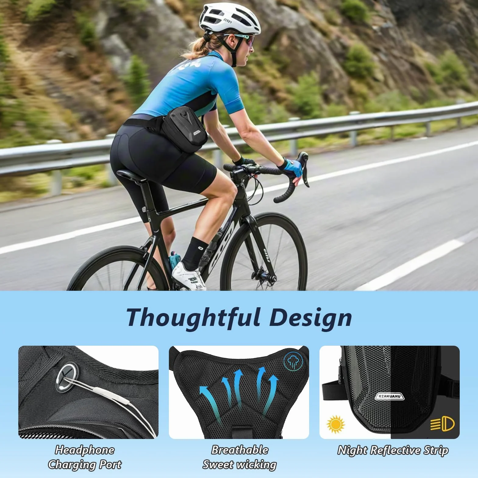 Flintronic Sacoche de Jambe Moto, Sac de Jambe Tactique, Leg Bag en Coque EVA, Multifontion Moto Poche Jambe, Imperméable, avec Sangle de Jambe Amovible, pour Cyclisme, Course, Randonnée