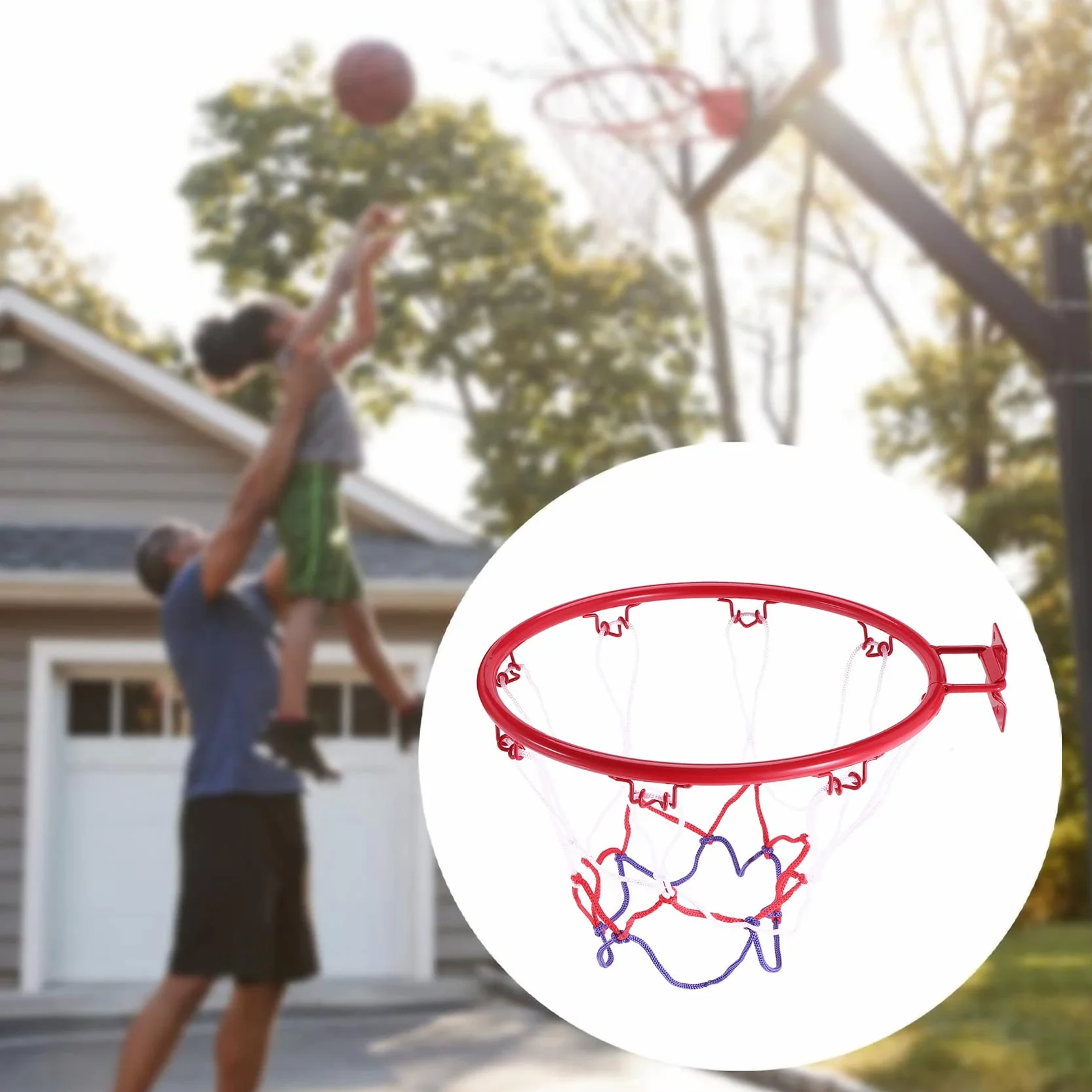 Panier de Basket-Ball Mural 32 cm Filet Jante Métal avec Vis Intérieur Extérieur