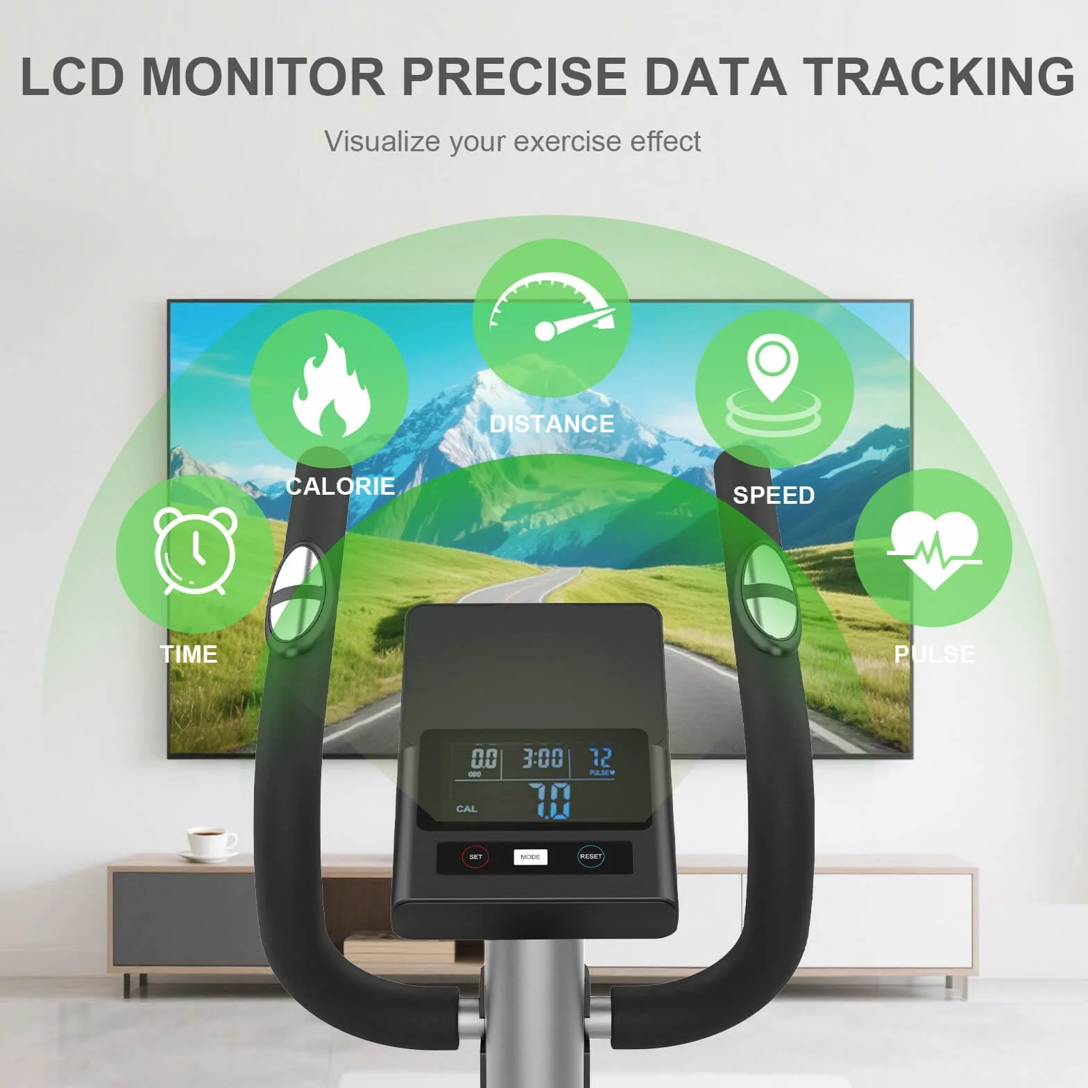 Vélo elliptique magnétique 16 niveaux de résistance Bluetooth App pulse rate grips LCD monitor capacité max 130 kg