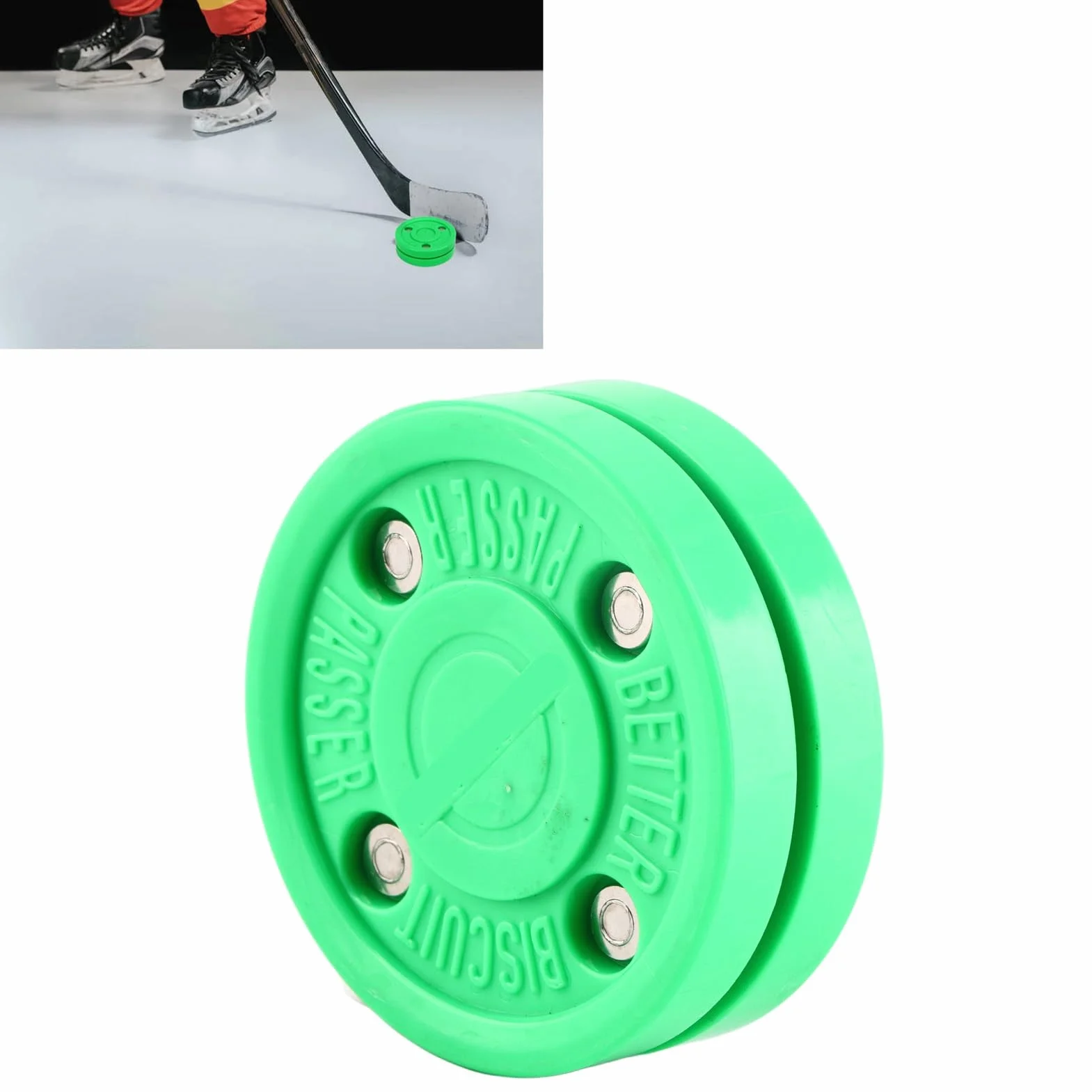 Yctze Hockey sur Glace Puck avec Absorption des Chocs Verte - Pratique de Patinage à Roulettes