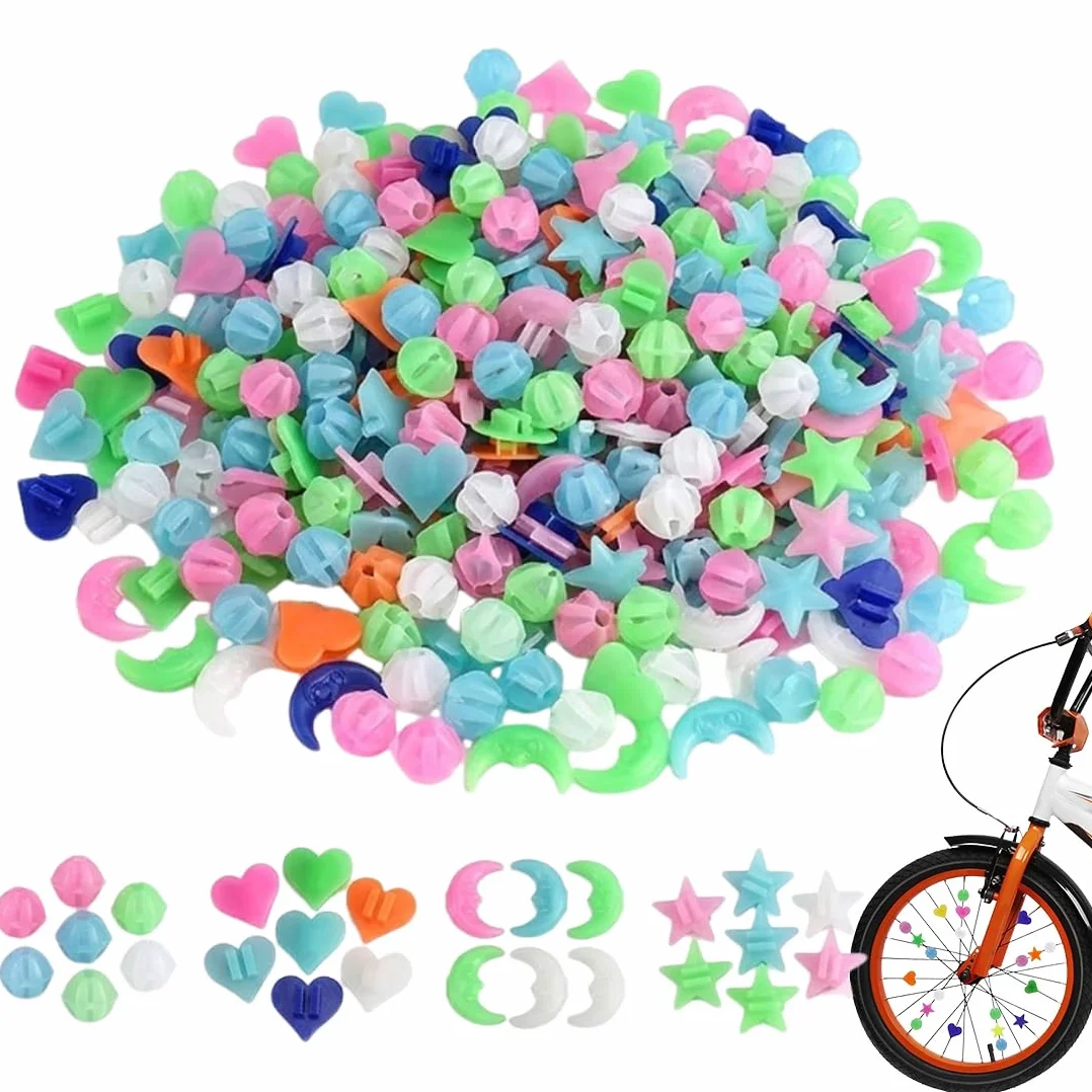 Accessoires Vélo Enfant 144 Pièces, Perles et Réflecteurs Colorés pour Rayons de Vélo