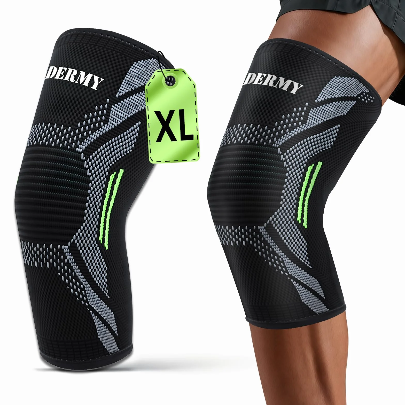 Genouillère Genou de Maintien avec Compression Élastique, Attelle Genou Sport pour Ménisque et Ligaments (XL)
