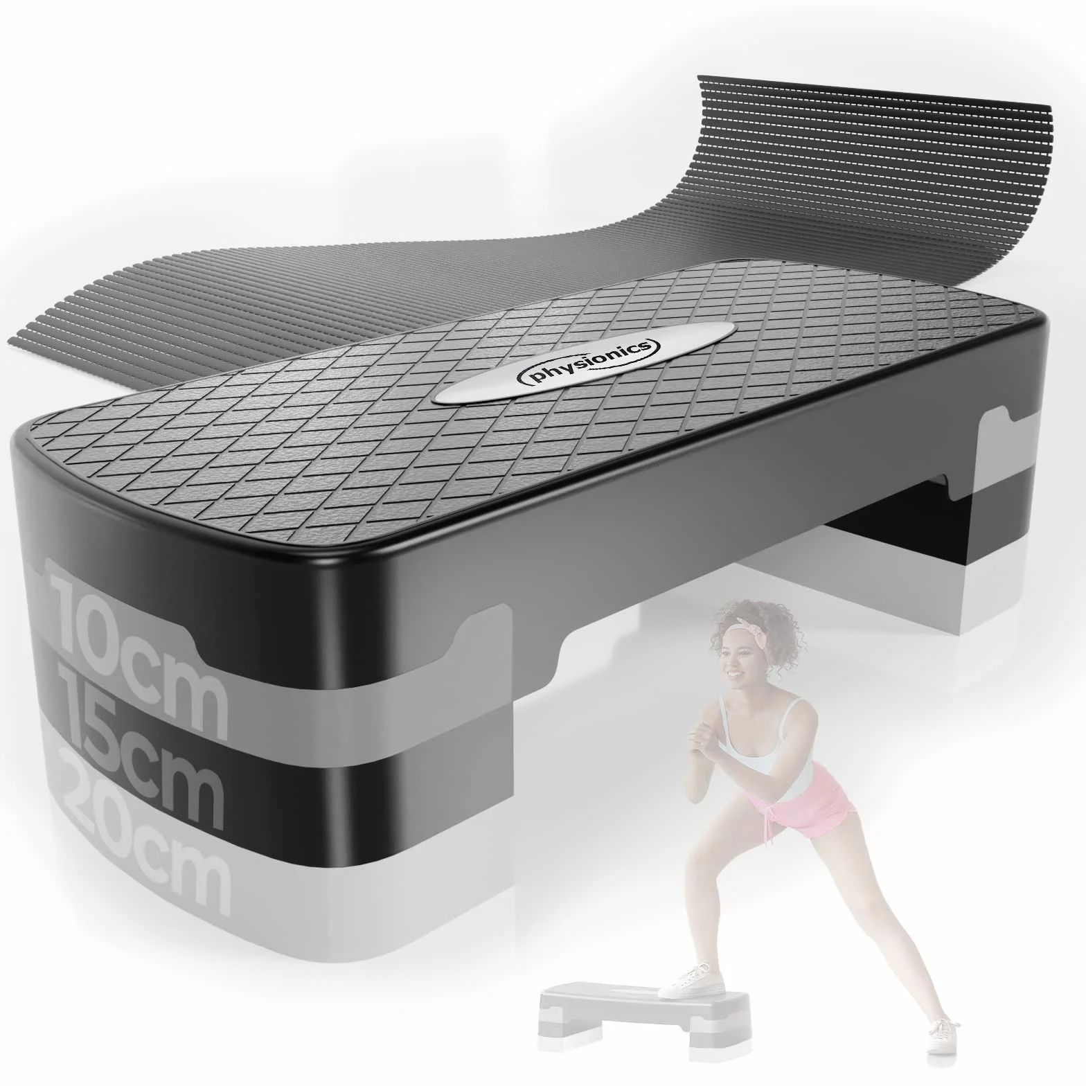 Stepper de Fitness 2 Niveaux Hauteur Réglable 10-15 cm Antidérapant Poids Max 200 kg
