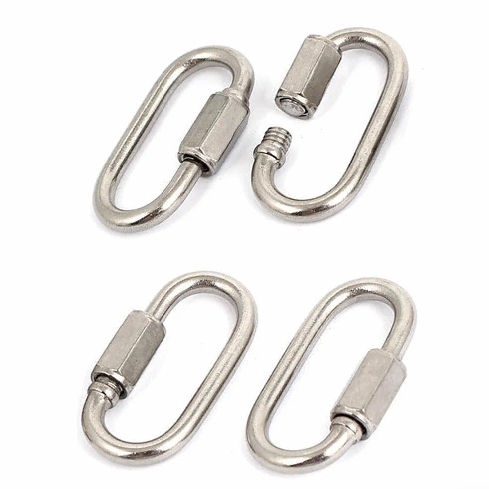 Mousquetons à maillons rapides en acier inoxydable 3,5 mm lot de 4 pour extérieur