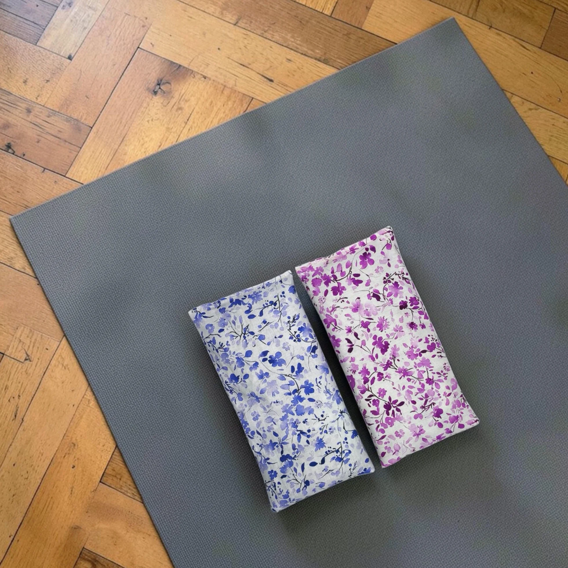 Coussin de Yoga pour les Yeux - Oreillers Pack 2 - Fleurs Fuchsia-Lilas - Lavande et Riz
