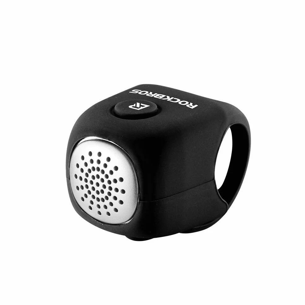 ROCKBROS Sonnettes Électrique Vélo, Klaxon Vélo Électronique, Mini Avertisseur Sonore Cloche E-Bell Étanche Bell 80dB, Universelle Fixation Élastique en Silicone Noir Rouge Bleu
