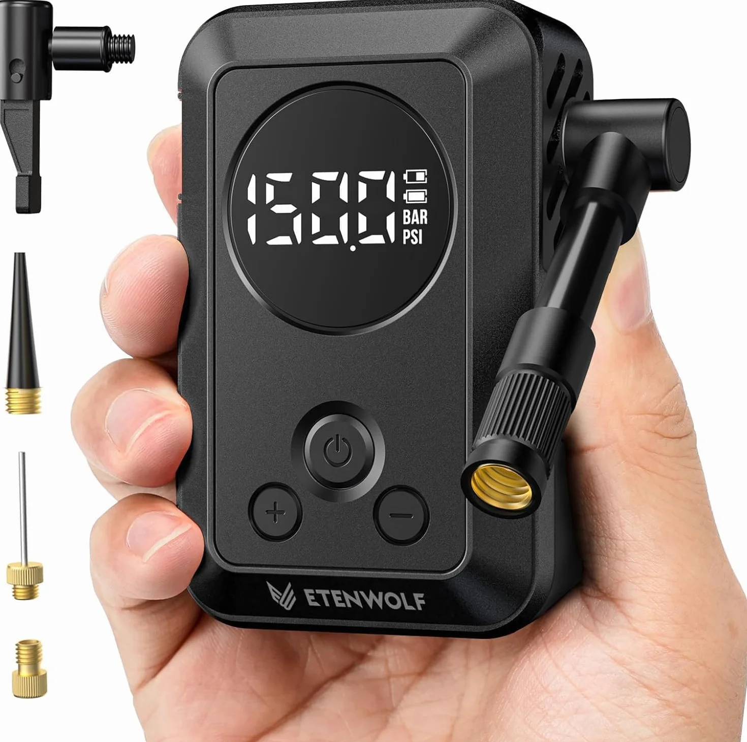 ETENWOLF Pompe à vélo électrique 10,34 Bar Portable avec valves Presta et Schrader
