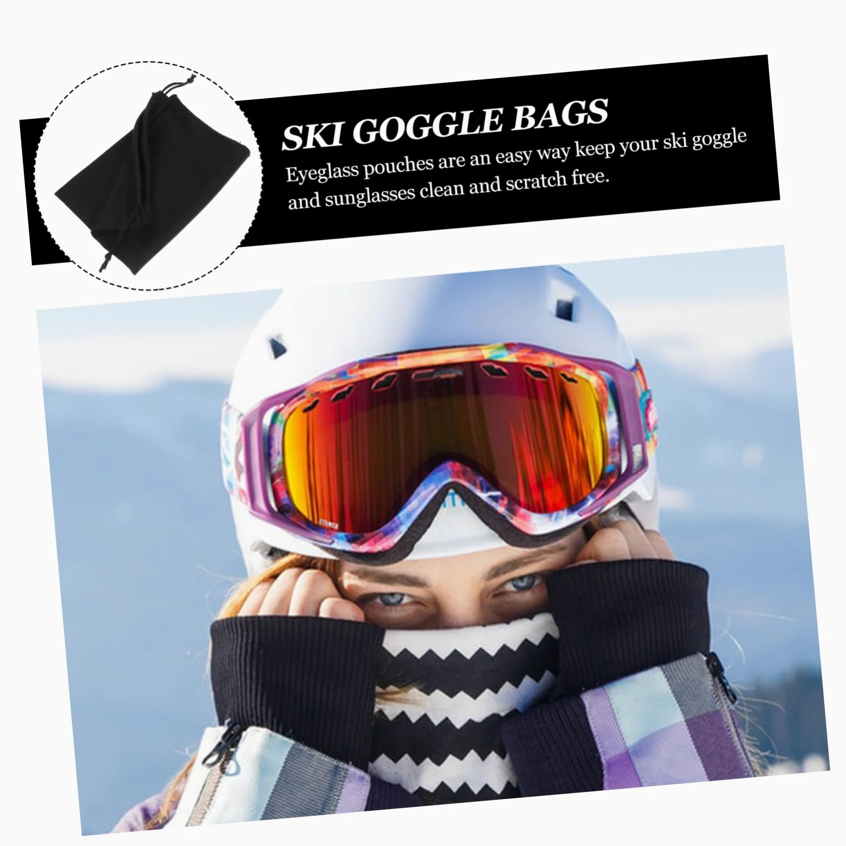 Mipcase 100pièces Pochette De Pour De Ski Microfibre Étui De Rangement Pratique Pour Masques De Neige Accessoire Et
