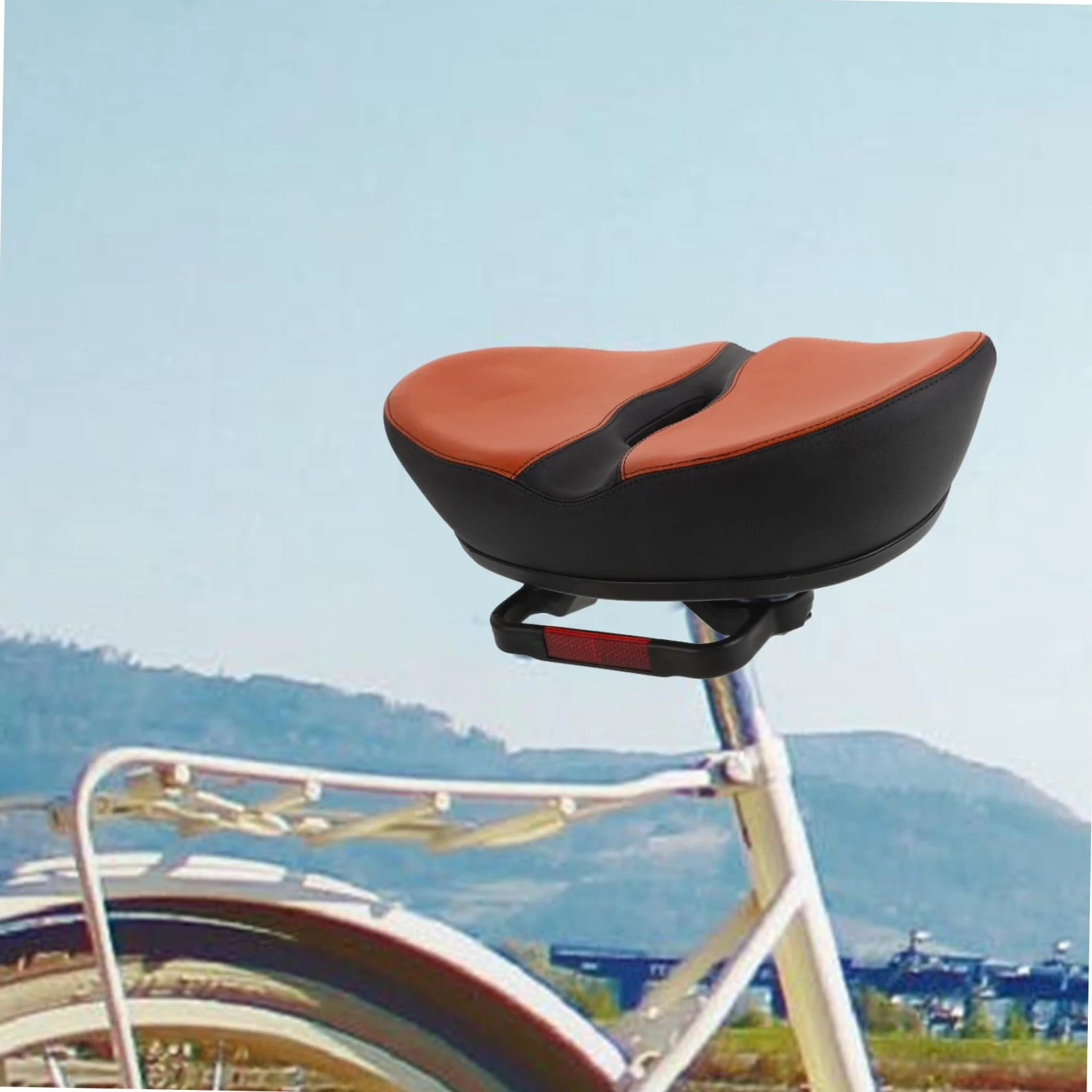Selle de Vélo sans Nez Rembourrée, Coussin Large Ergonomique | Mousse Polyuréthane Pu, Entretien Facile, de Pression, pour Vélo et Route