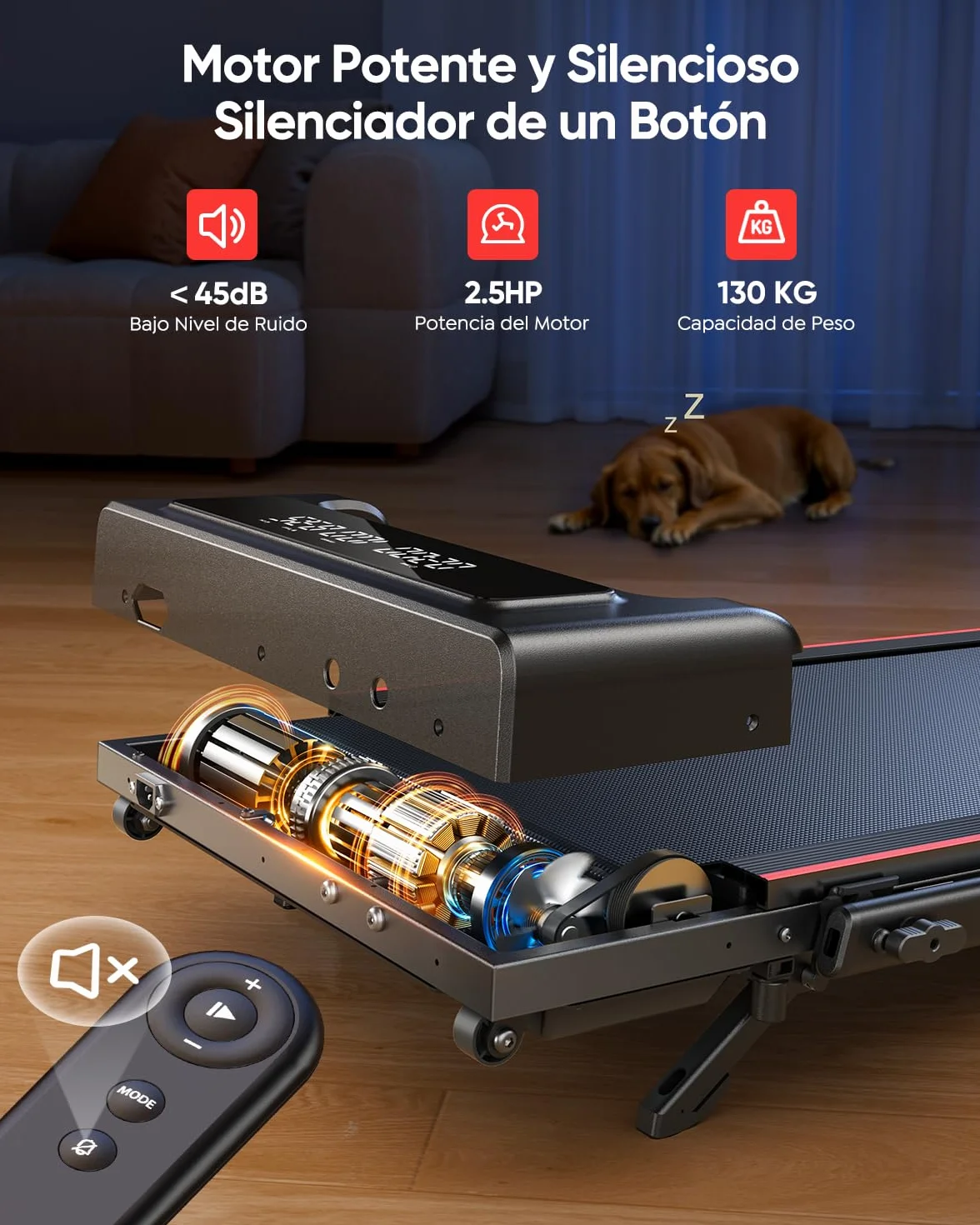 Tapis de Course Pliable 4en1, Inclinable 9%, 12km/h, 2.5 HP, Compact et Portable, Double écran LED