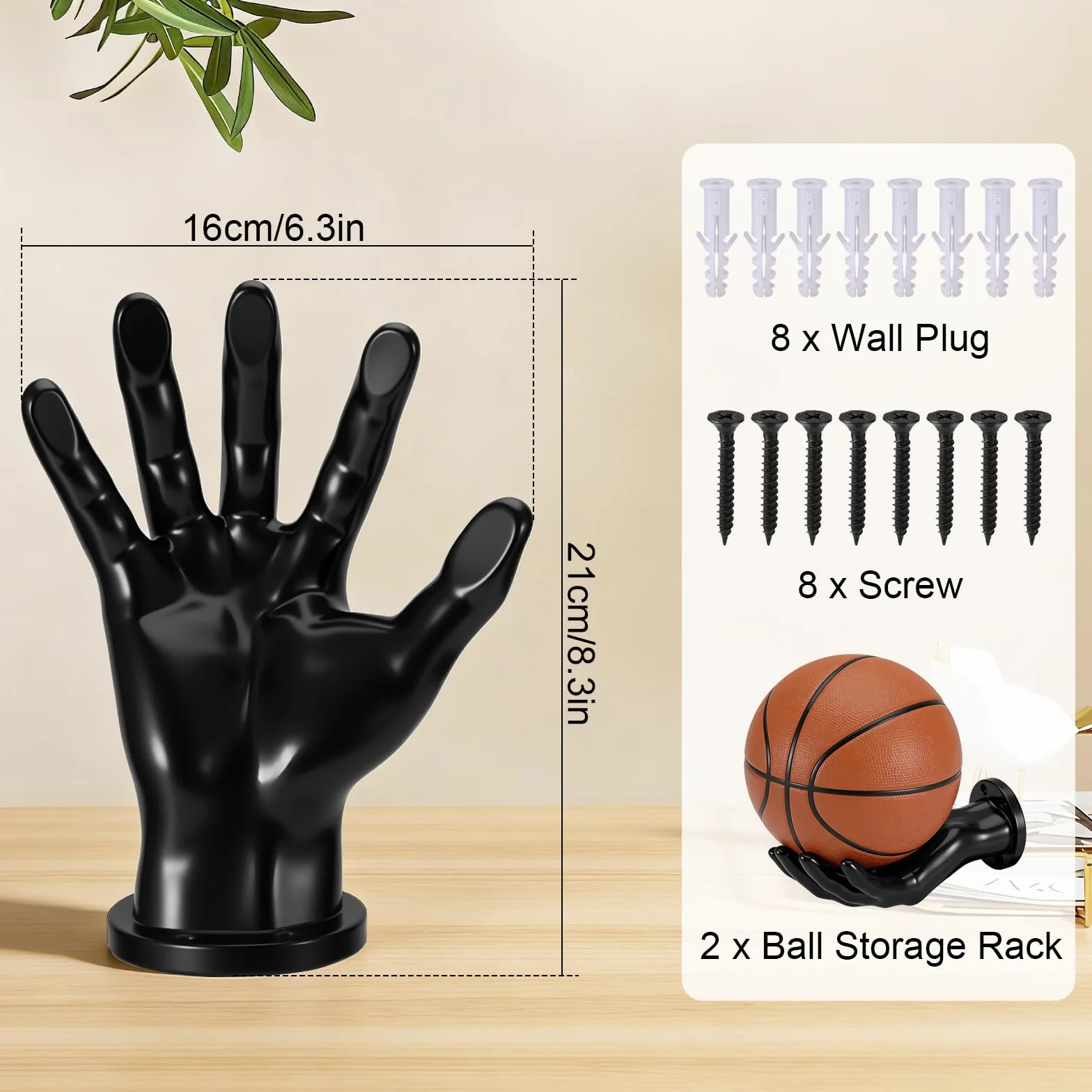 Porte Ballon Mural Noir, Support Ballon Basket Robust & Sicherer Halt, Idée Cadeau Créative pour Fans de Foot Volley Rugby