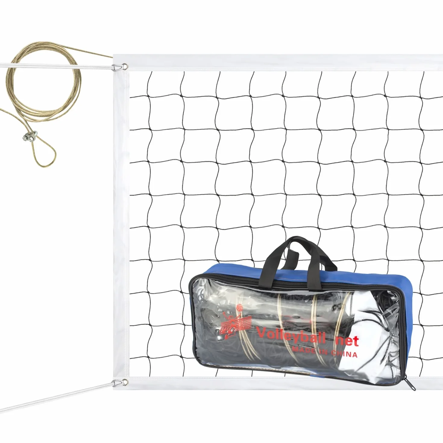 Professionel Filet de Volley-Ball 9,5m x 1m avec Câble Métallique d'Avion Extérieur Jardin