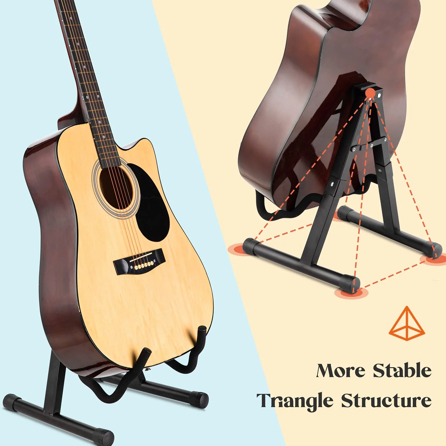 CAHAYA Support de Guitare Pliable A-Frame Métal Universel pour Guitare et Basse Électrique Acoustique Classique