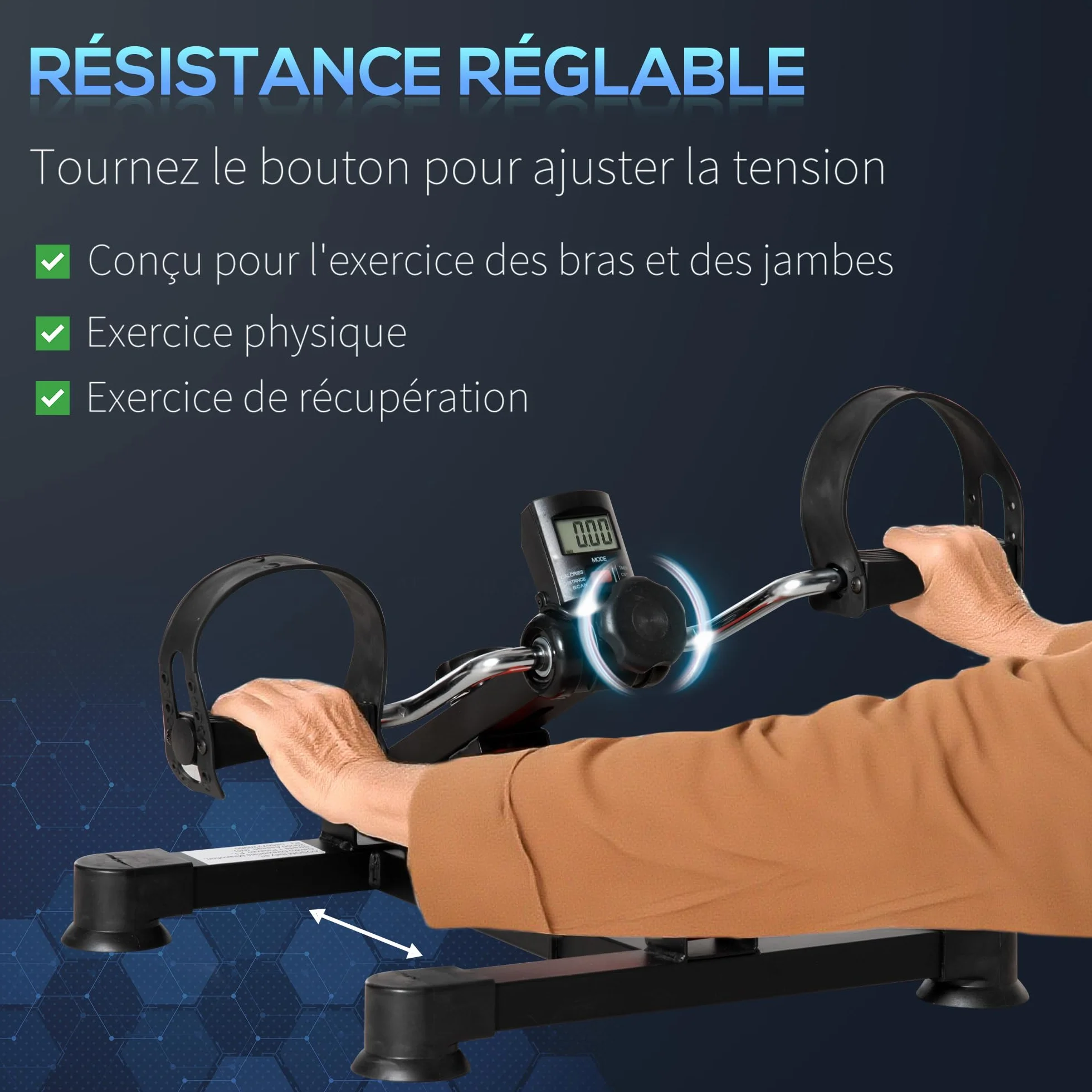 HOMCOM Mini vélo d'appartement résistance ajustable écran LCD acier noir