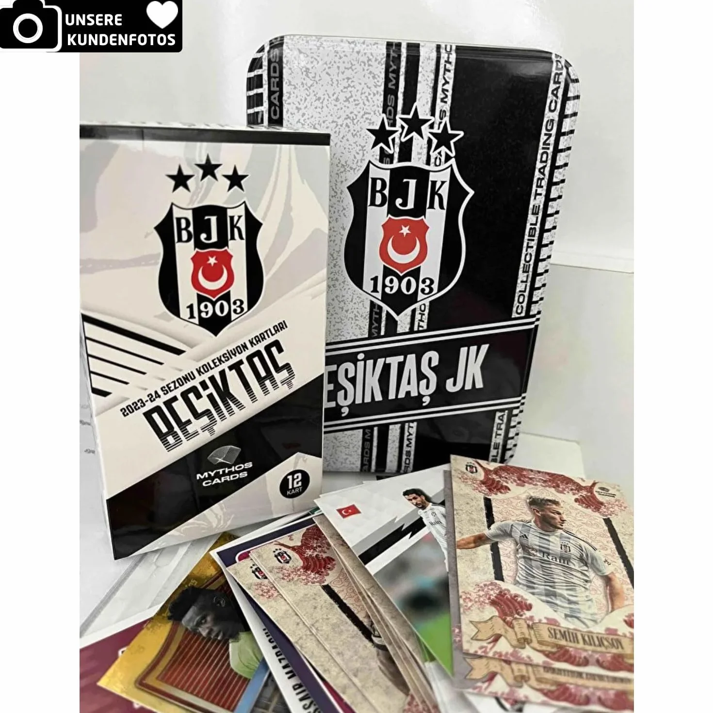 Beşiktaş Mythos Cartes à Collectionner 2023/24 Lot de 25 Cartes Métal avec 2 Cartes Numérotées Licence Officielle