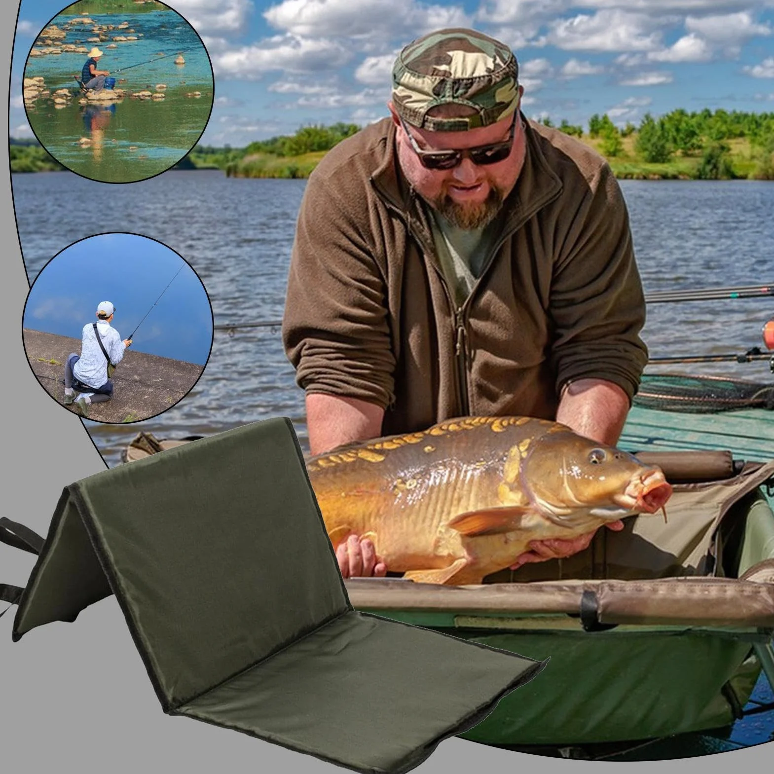 Tapis de Décrochage pour Pêche à la Carpe,Tapis de Réception Rembourré et Pliable pour Protéger Les Poissons | Équipement de Pêche Pliable Portable pour Pêcheur Débutant Expert
