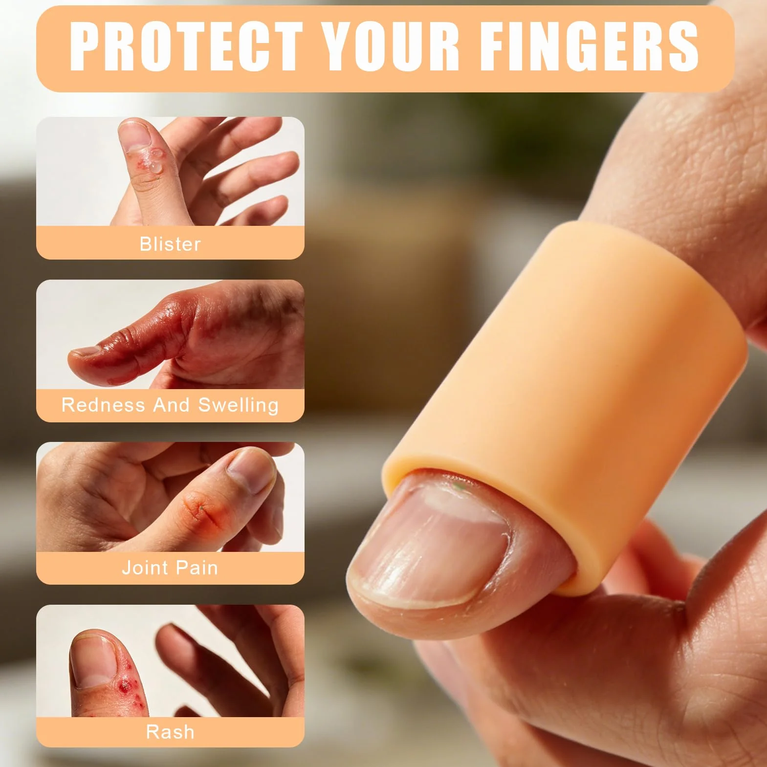 Protège-doigt en silicone étanche pour doigt fissuré, eczéma, arthrite - Kaki