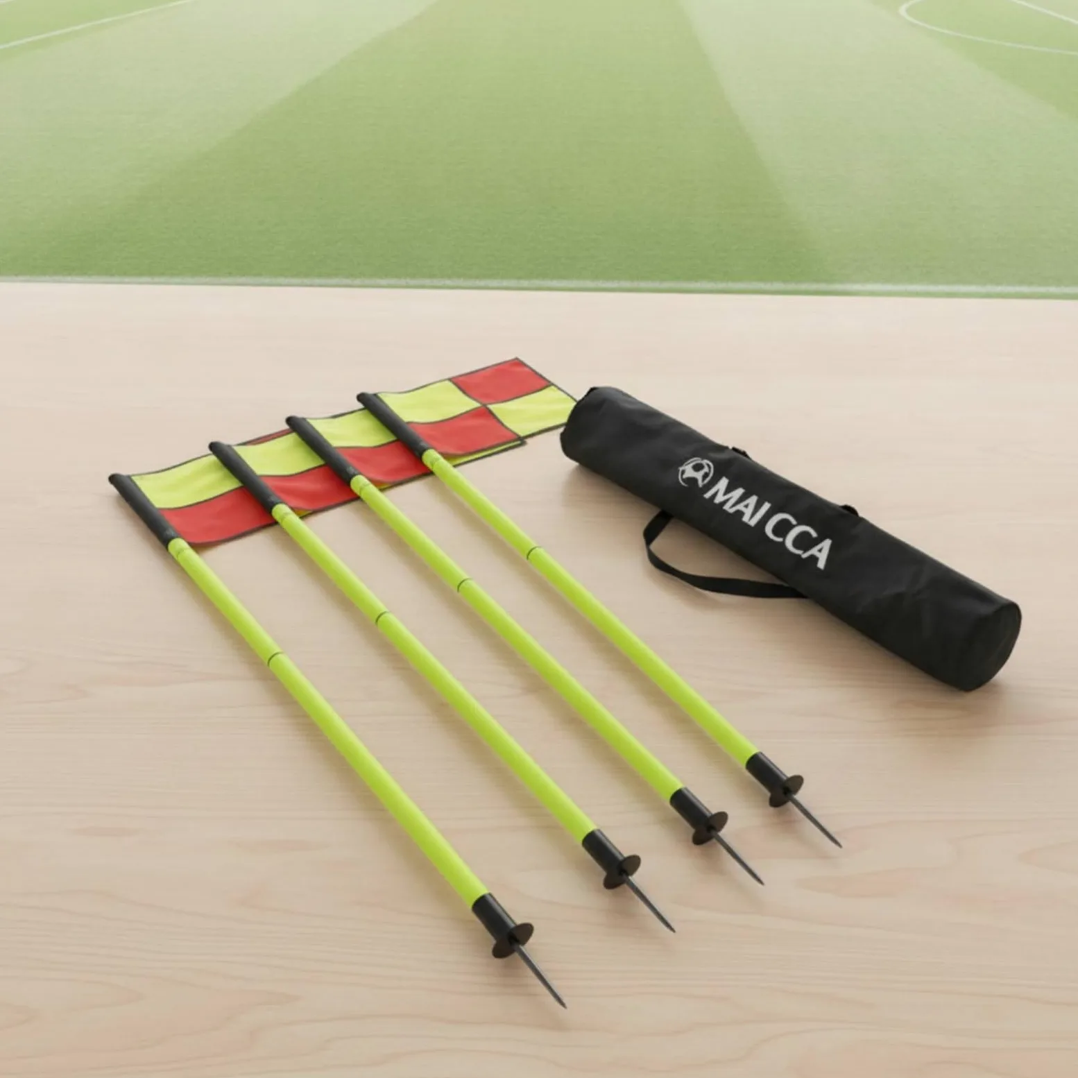 Colcolo Marqueurs D Entraînement Football Ensemble Délimitation Poteaux Drapeaux Repères Terrain PVC Métal Pointe Terre Base Stable Sac Inclus Adaptés à Séances de Club Arbitrage Événements Sportifs