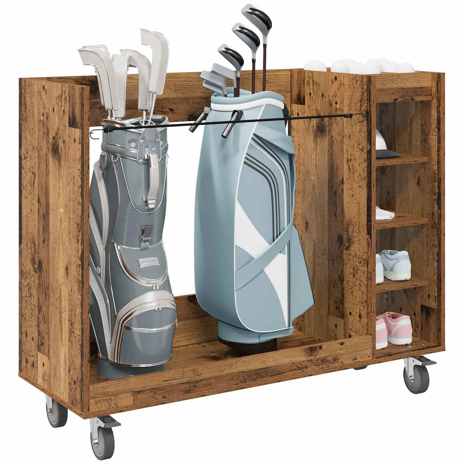 Armoire de Golf avec Roue VidaXL Bois Ancien 120 x 45 x 98 cm Rangement spacieux