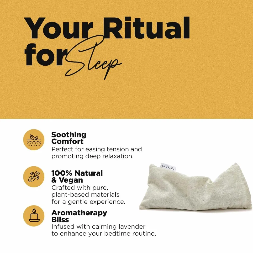Oreiller pour les yeux à la lavande et aux graines de lin - Coopers, en lin naturel pour relaxation et sommeil