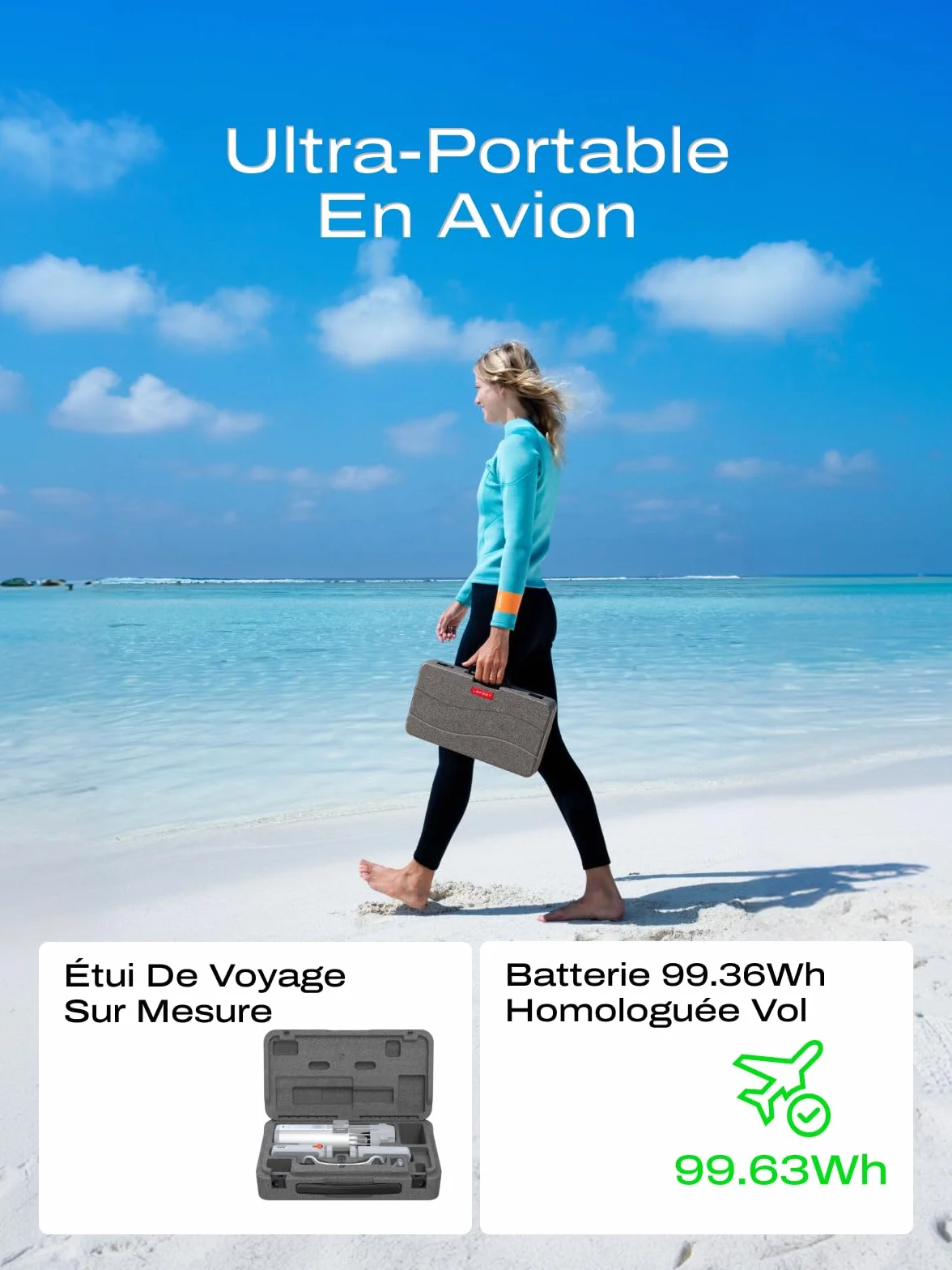 LEFEET P1 Lite Scooter sous-Marin, Propulseur Aquatique Portable 4 Vitesses, Autonomie 60 Min, Profondeur 60m avec Support Caméra