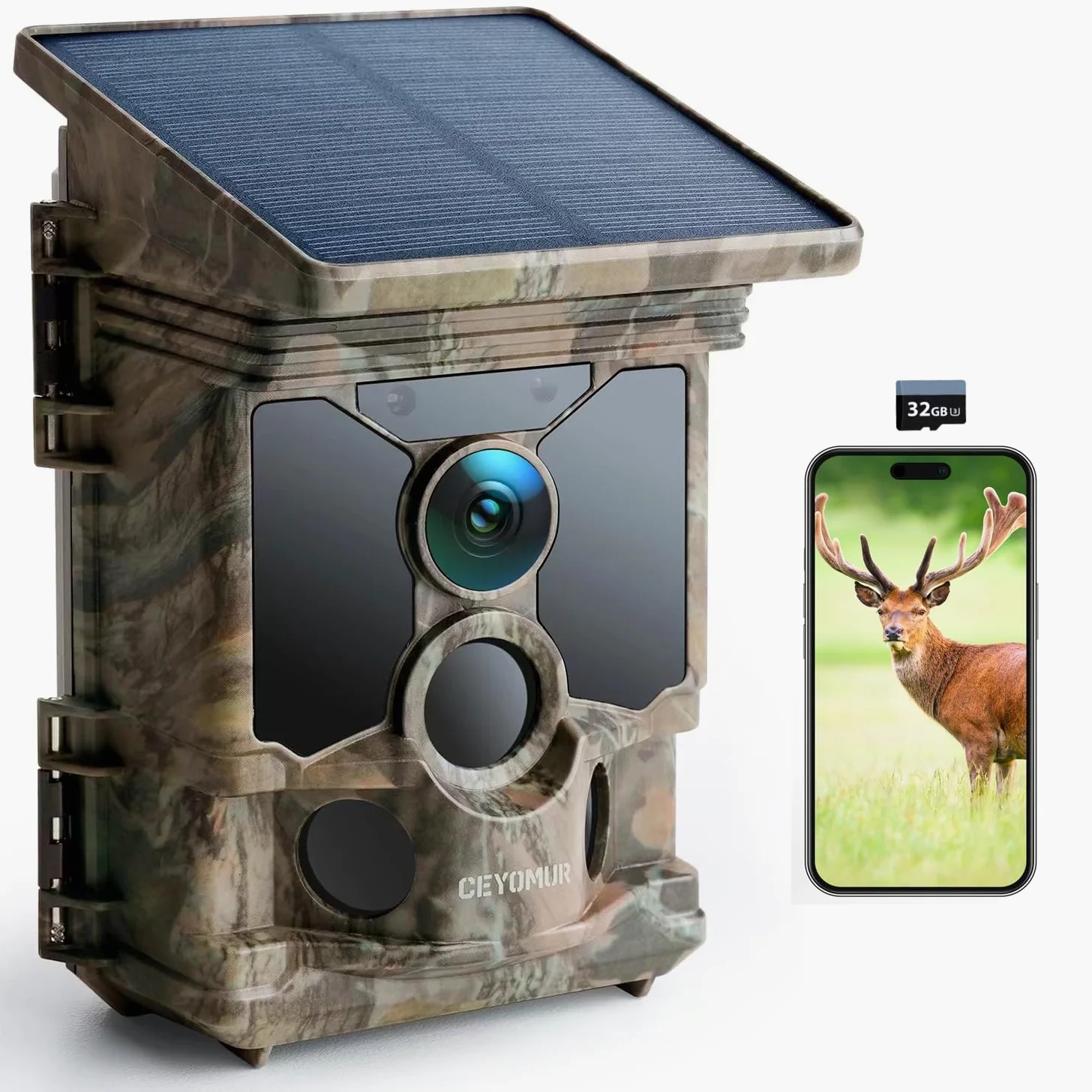 CEYOMUR Caméra 4K 30fps 40MP WiFi Bluetooth avec Vision Nocturne et détection de Mouvement 120° étanche IP66 pour la Surveillance de la Faune