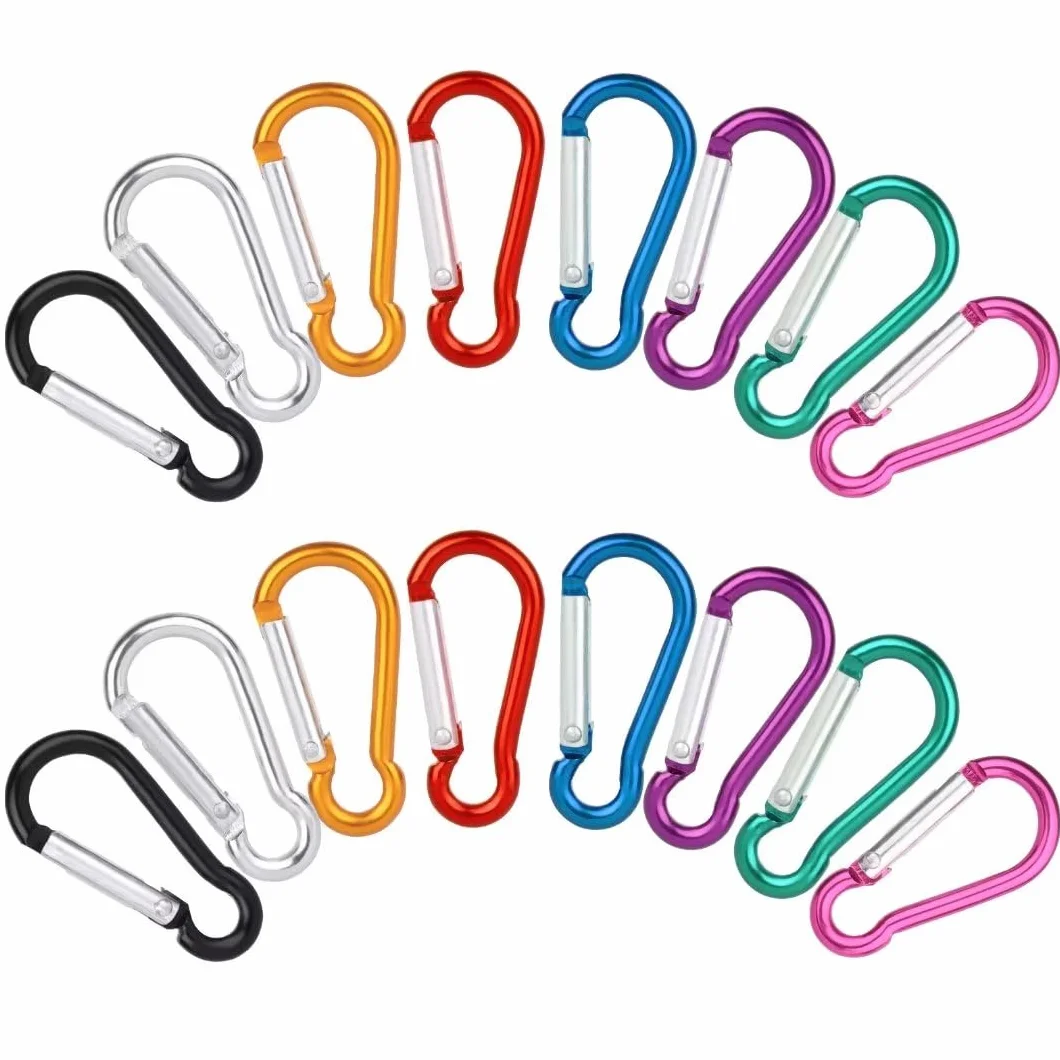 VFANDV 16Pcs Petit Mousqueton Aluminium Léger Résistant Porte Clef 3,5 x 40 mm Randonnée Camping Pêche Voyages
