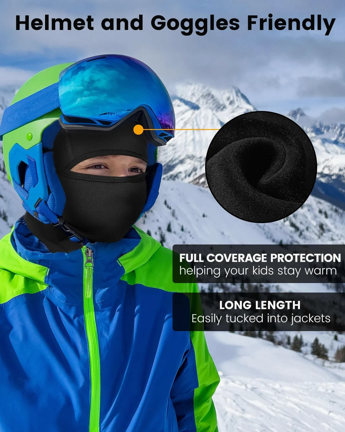 Aegend Cagoule de ski coupe-vent pour enfants par temps froid, cache-cou, cagoule tactique en polyester polaire pour enfants