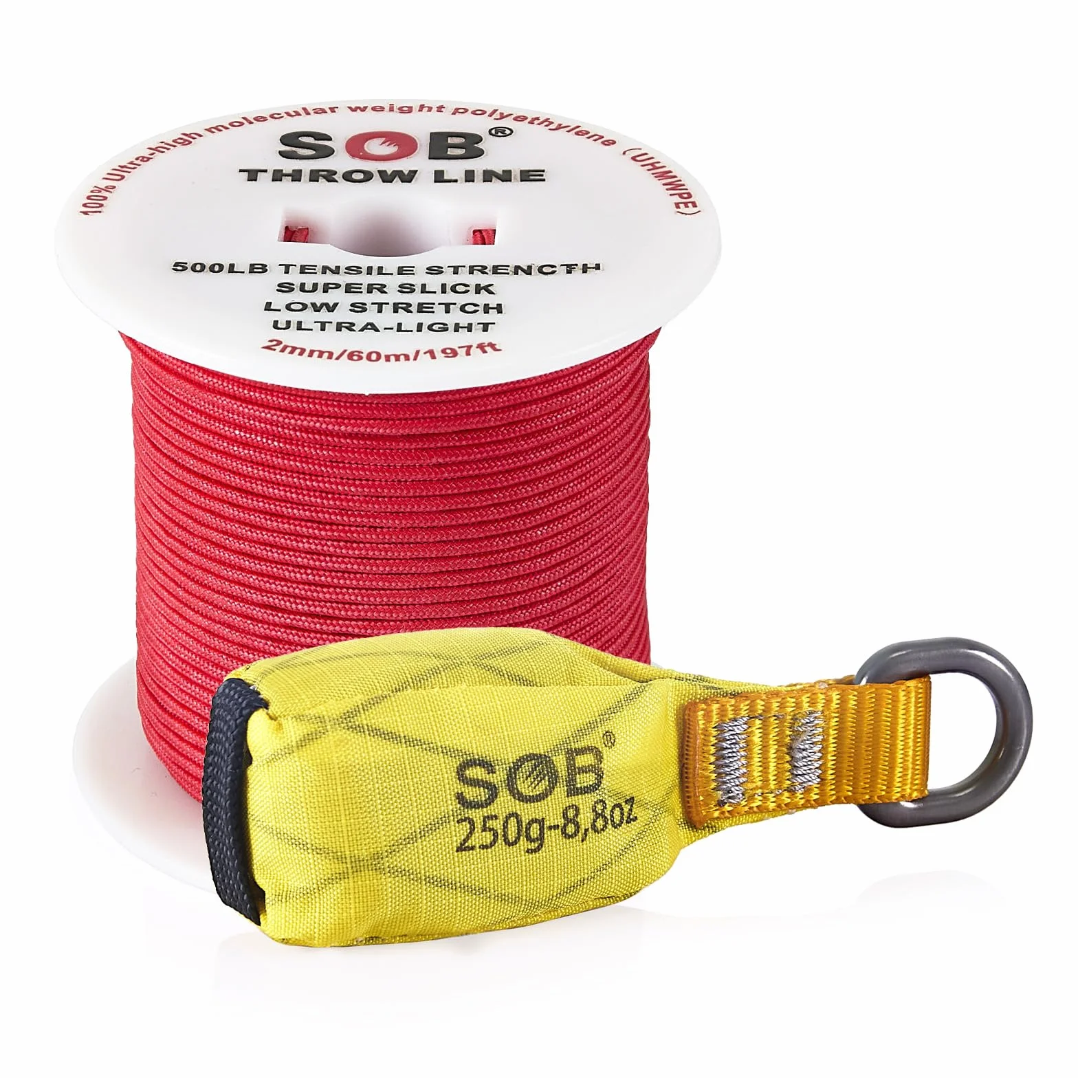 Kit Arboriste Corde Glissante 60m Poids Sac Réfléchissant Élagage Taille Arbres Camping