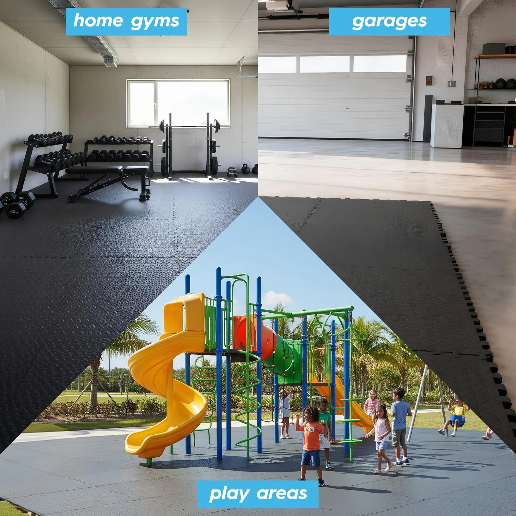 Harbour Housewares Tapis de Sol Gym Mousse EVA 60x60 cm Lot de 20 Noirs Antidérapants