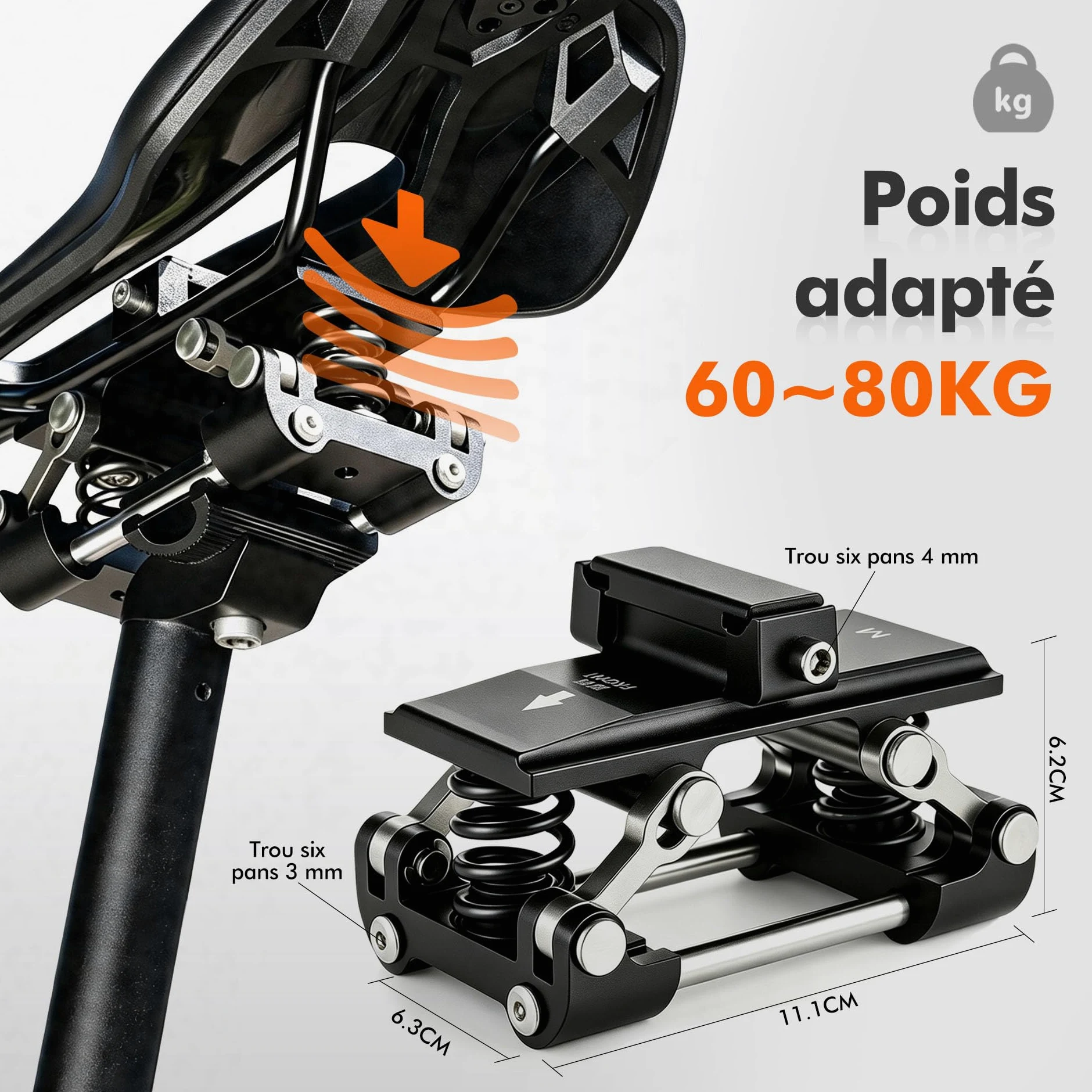 Mimoke Amortisseur de selle de vélo, suspension de selle universelle | Ressort de selle de vélo, amortisseur confort pour vélo électrique, VTT, vélo de trekking