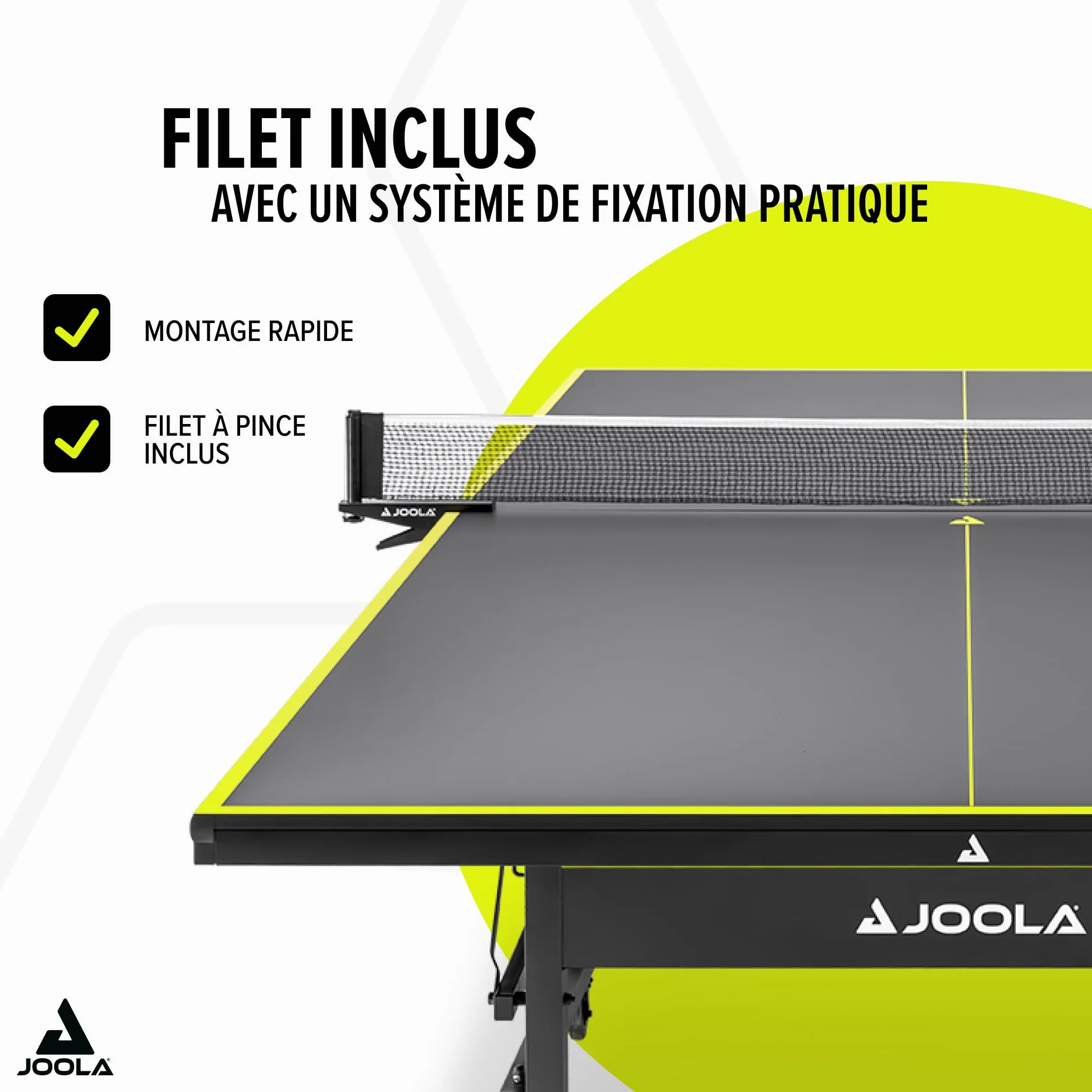 JOOLA Table de ping-Pong Inside J18 - Table de ping-Pong intérieure Pliable - Montage Rapide avec Filet - Gris - 274 x 152,5 x 76 cm
