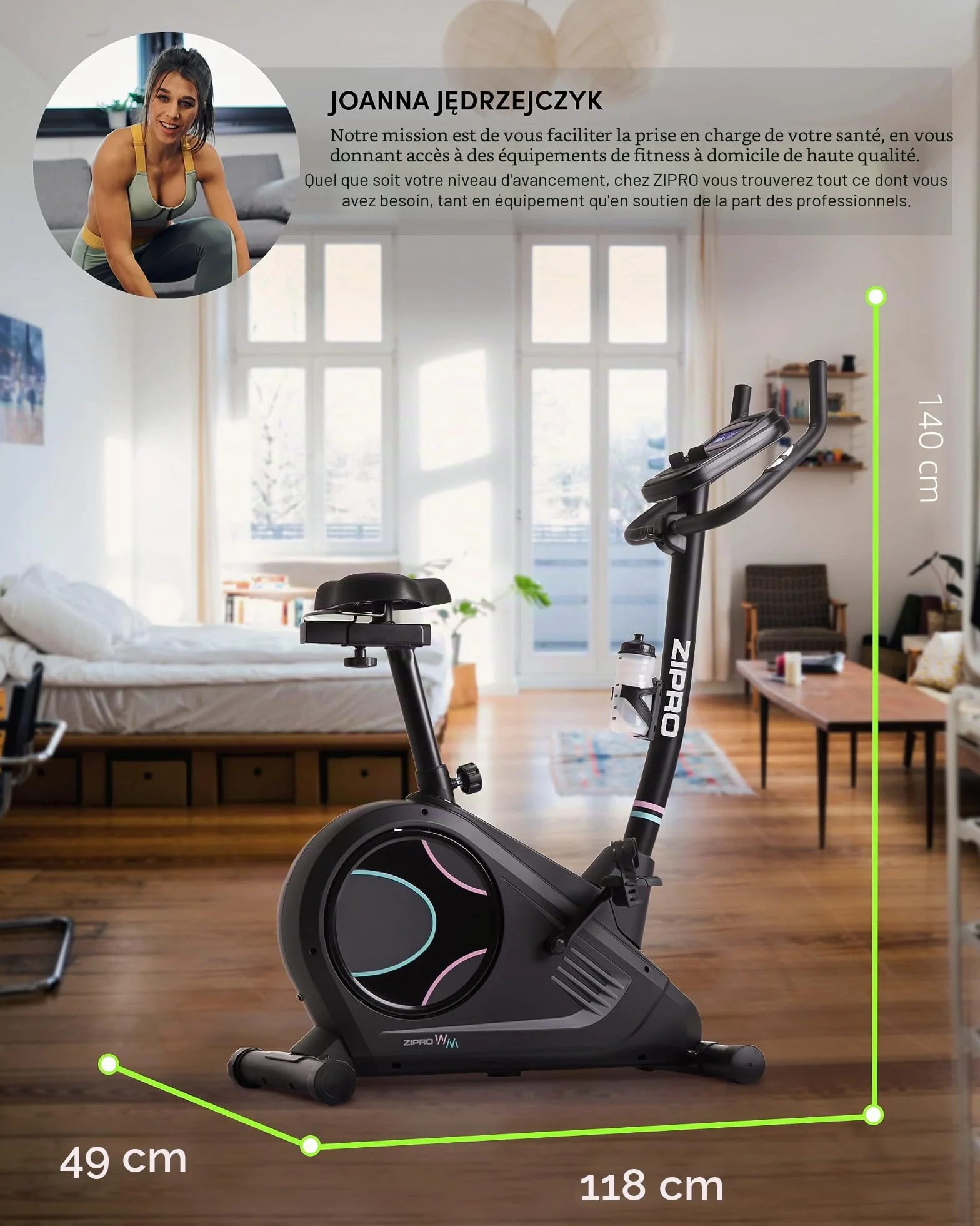 Zipro Vélo d'appartement magnétique Flame Ergomètre Fitness 150 kg