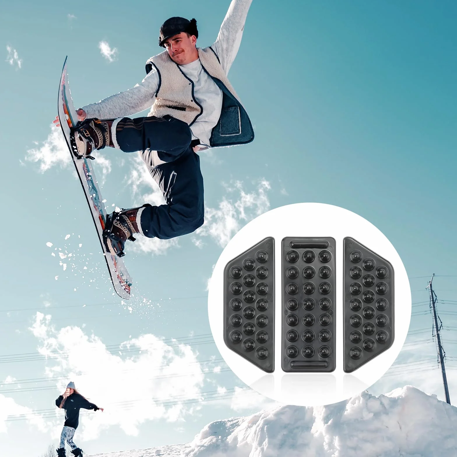PEUTIER 2 Lots de 6 Pièces Stomp Pad Transparent Snowboard Grip Pad Antidérapant Noir