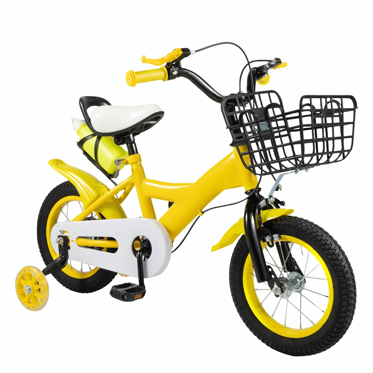 Vélo Enfant 12 Pouces Roulette Panier Siège Réglable Hauteur 50 Kg Cadre Robuste Garçons Filles 2-4 Ans