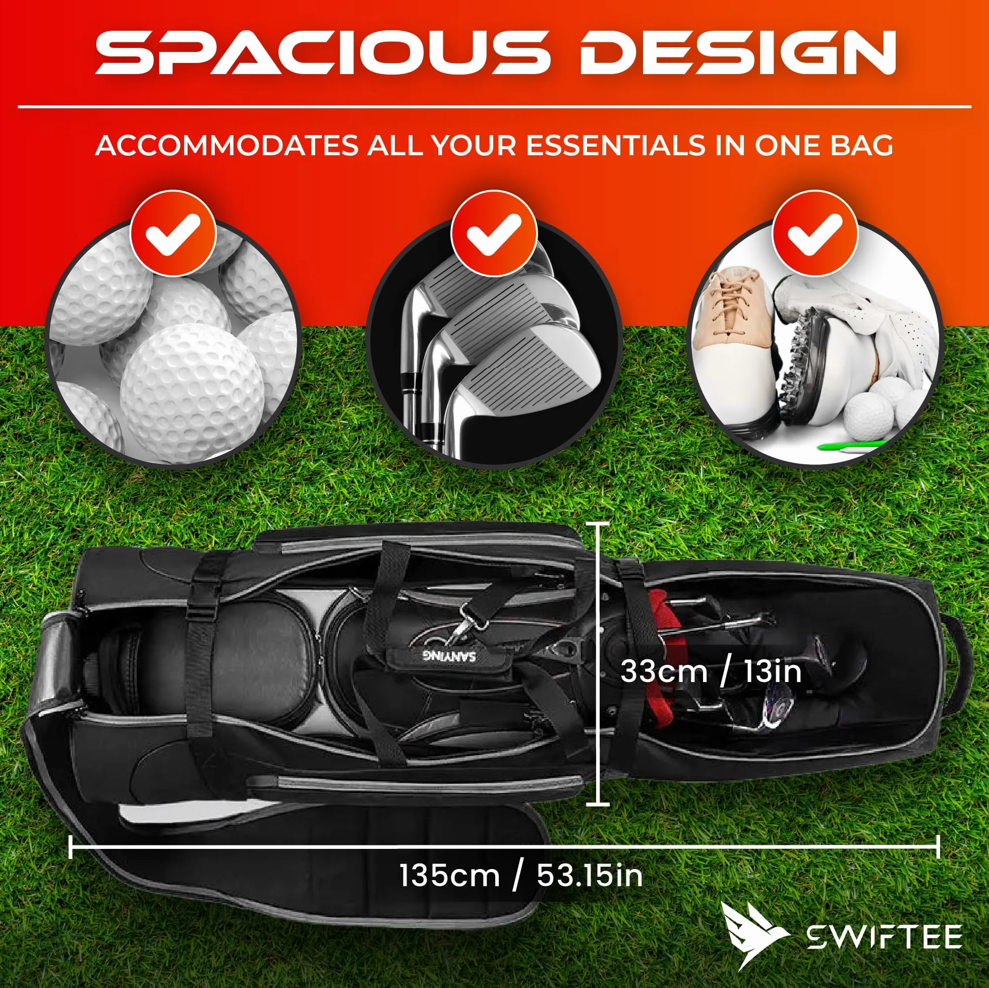 SWIFTEE Sac de voyage golf rembourré Tissu Oxford 900D imperméable résistant usure poches larges