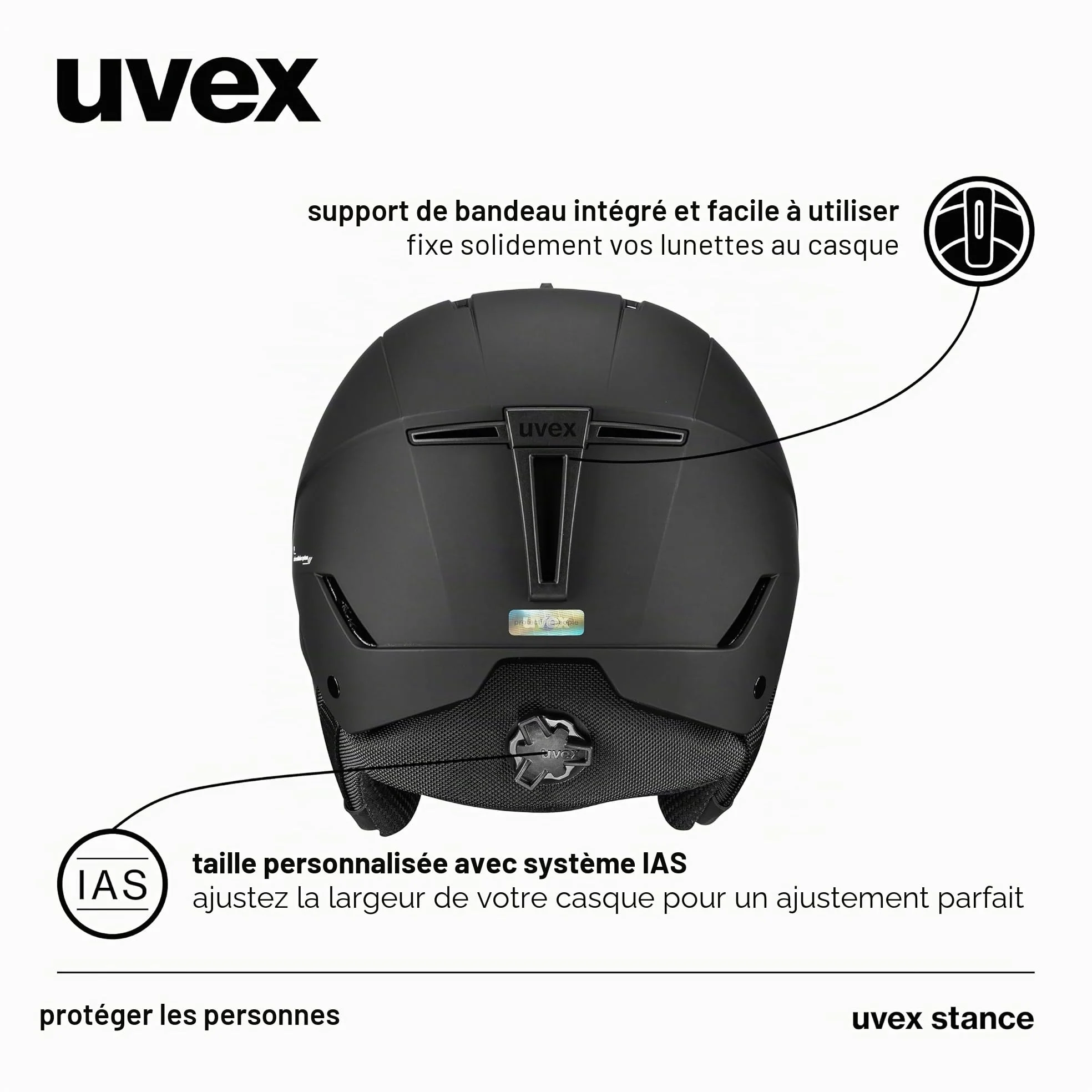 uvex Stance, Casque de Ski, Adulte Unisexe, Black Matt, 54-58 cm