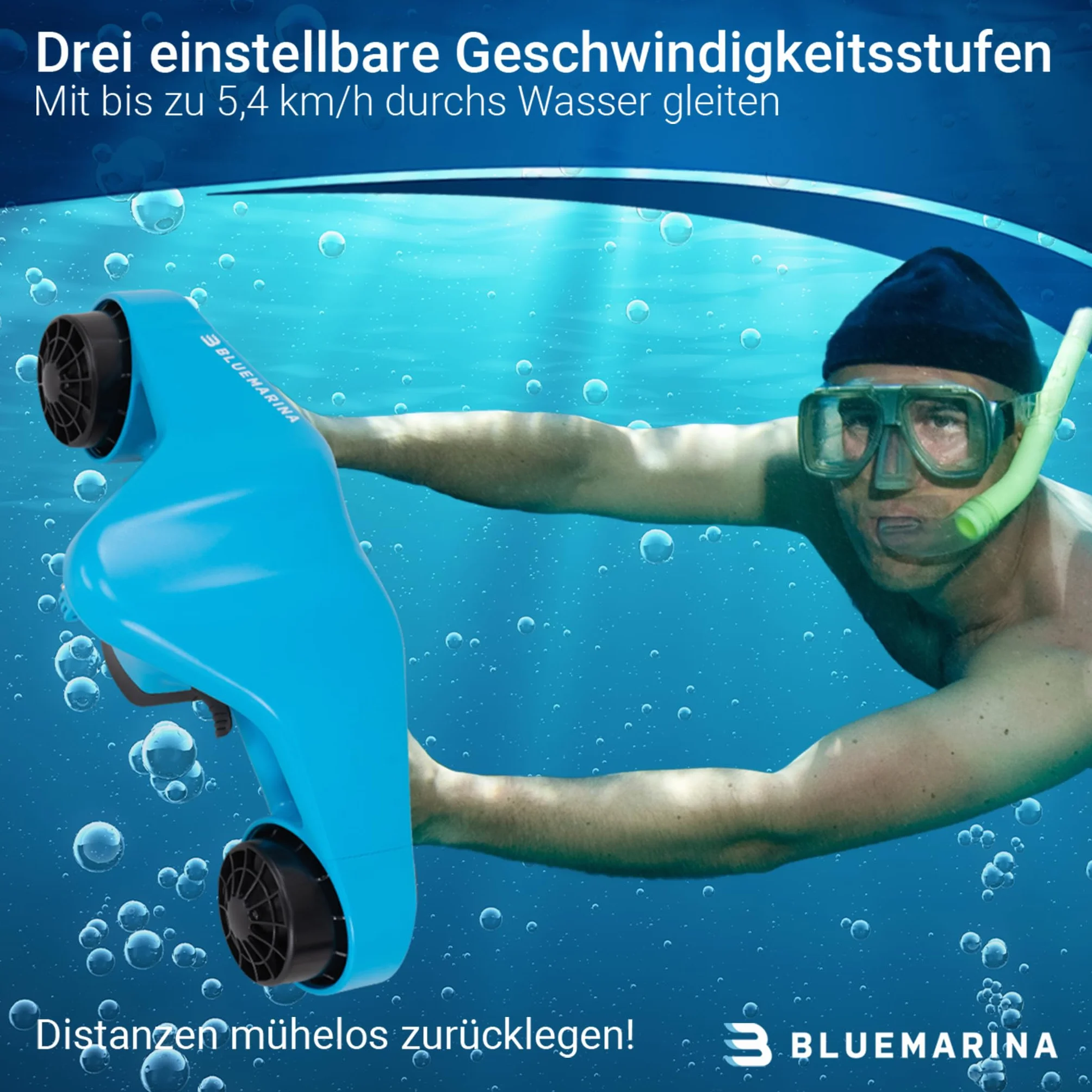 Bluemarina Orca scooter de plongée sous-marin 2 moteurs 500W 3 vitesses 30 mètres