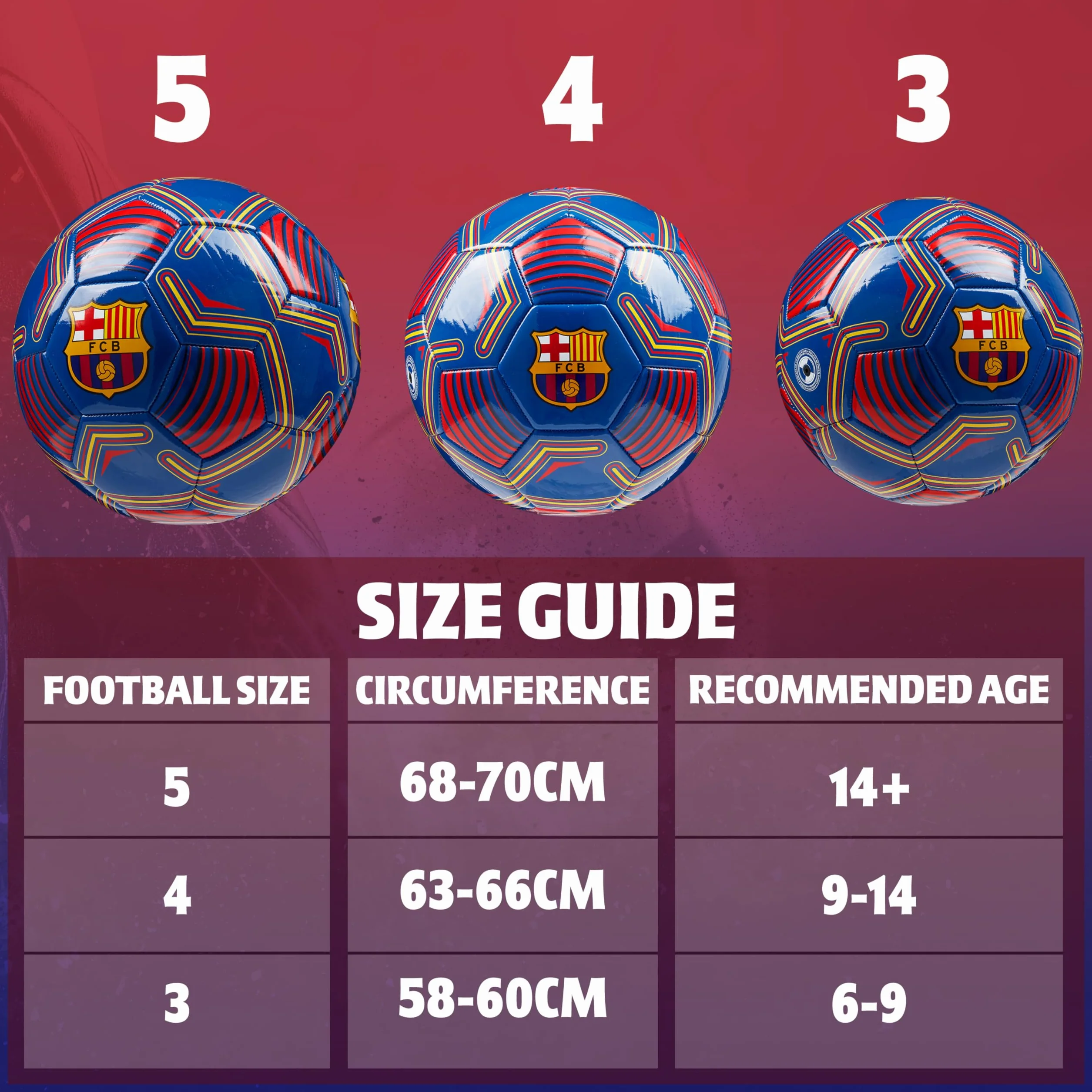 FC Barcelona Ballon de Foot Officiel Club Taille 3 Bleu Rouge